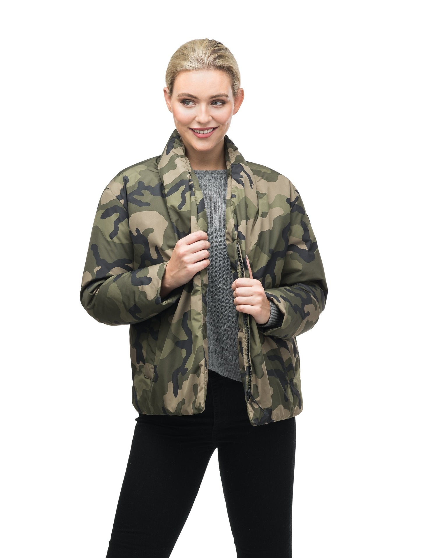 Hip Length Women's Lightweight Jacket in Camo