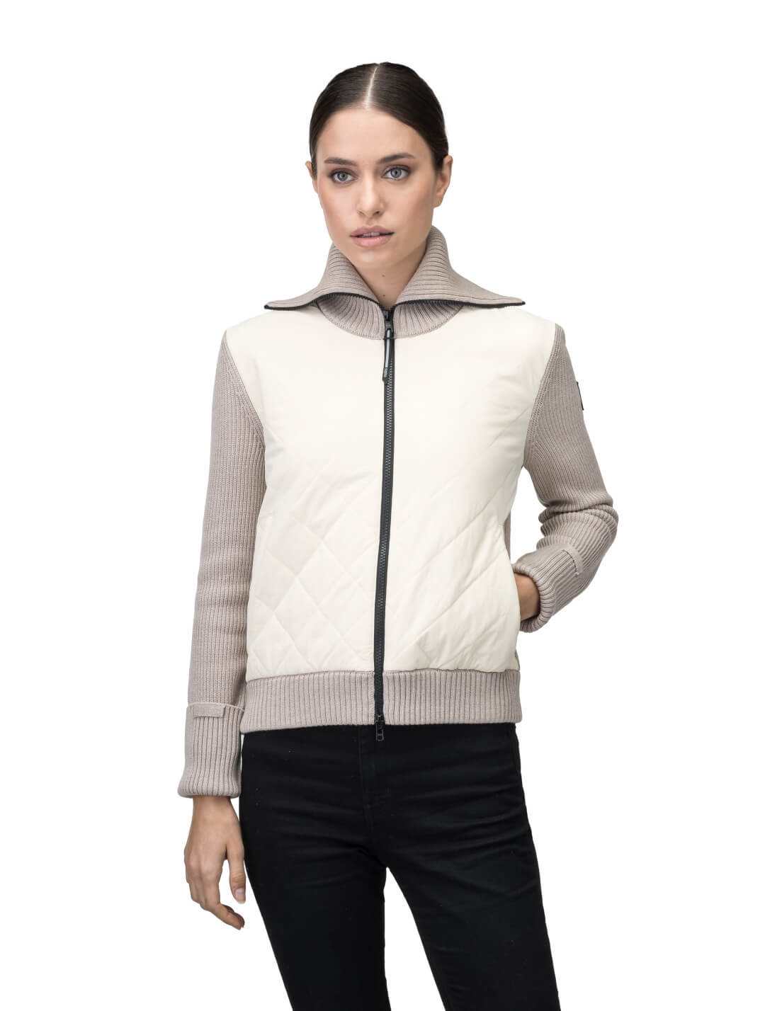 Quilted Full-Zip Sweater