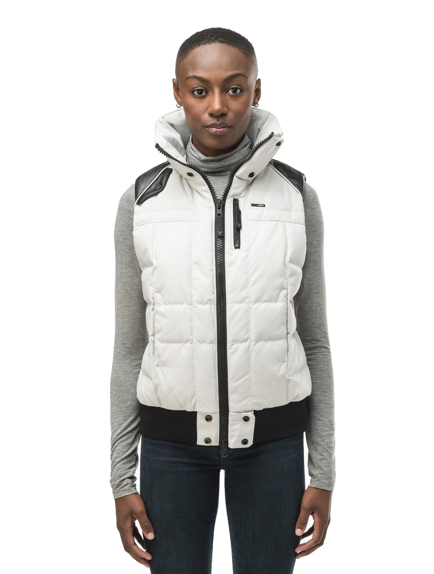 Women's puffer vest with quilting detail in CH Stone