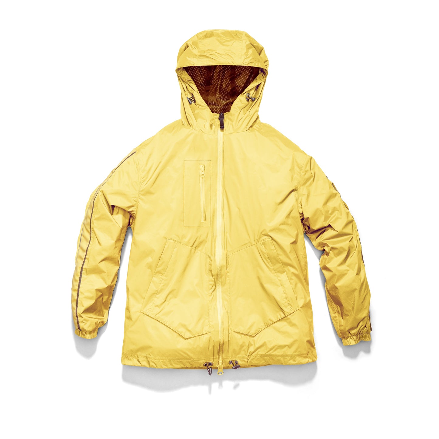 Women's waist length windbreaker with hood in Citron