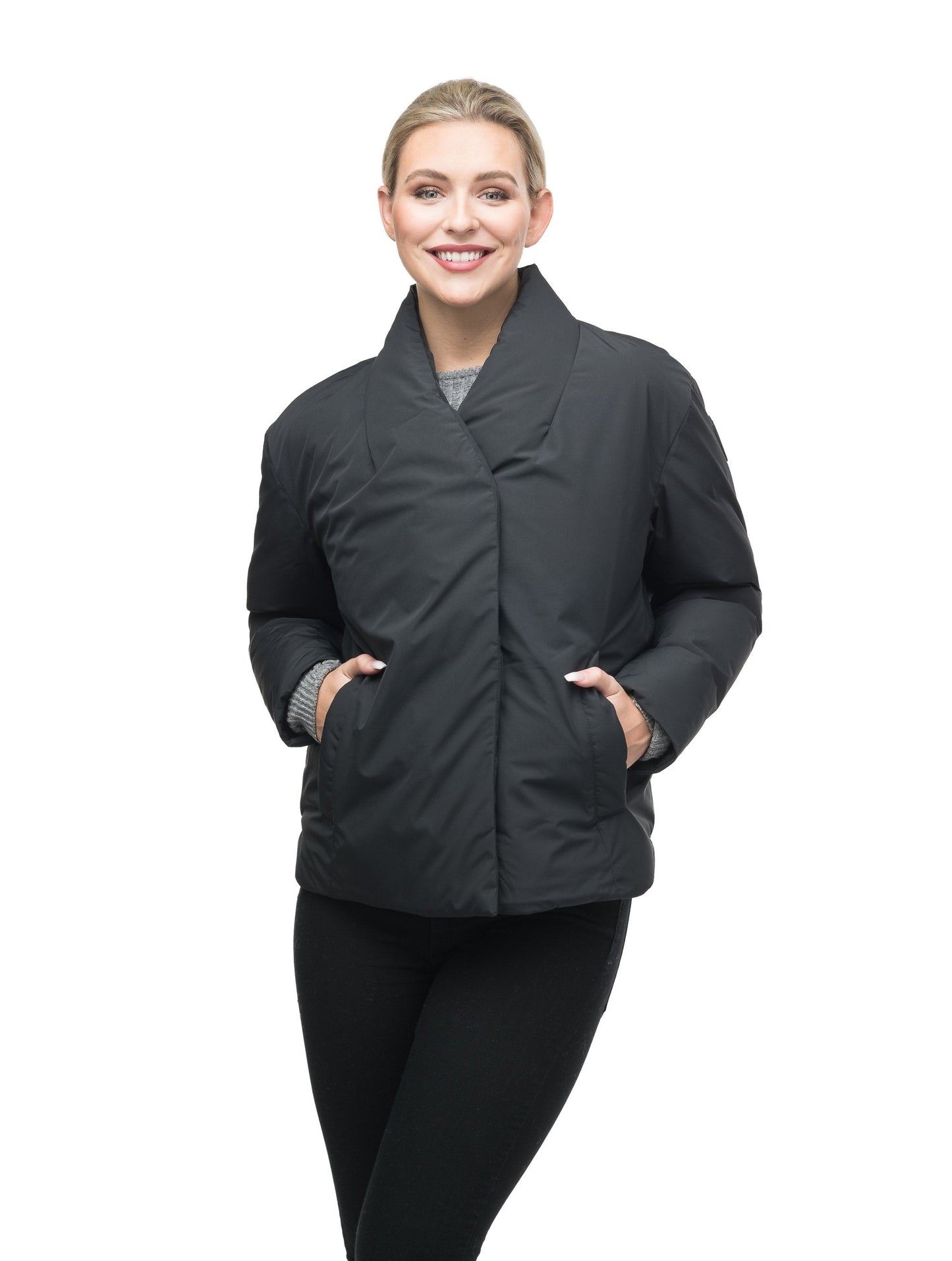 Hip Length Women's Lightweight Jacket in Black
