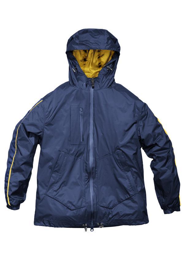 Women's waist length windbreaker with hood in Marine