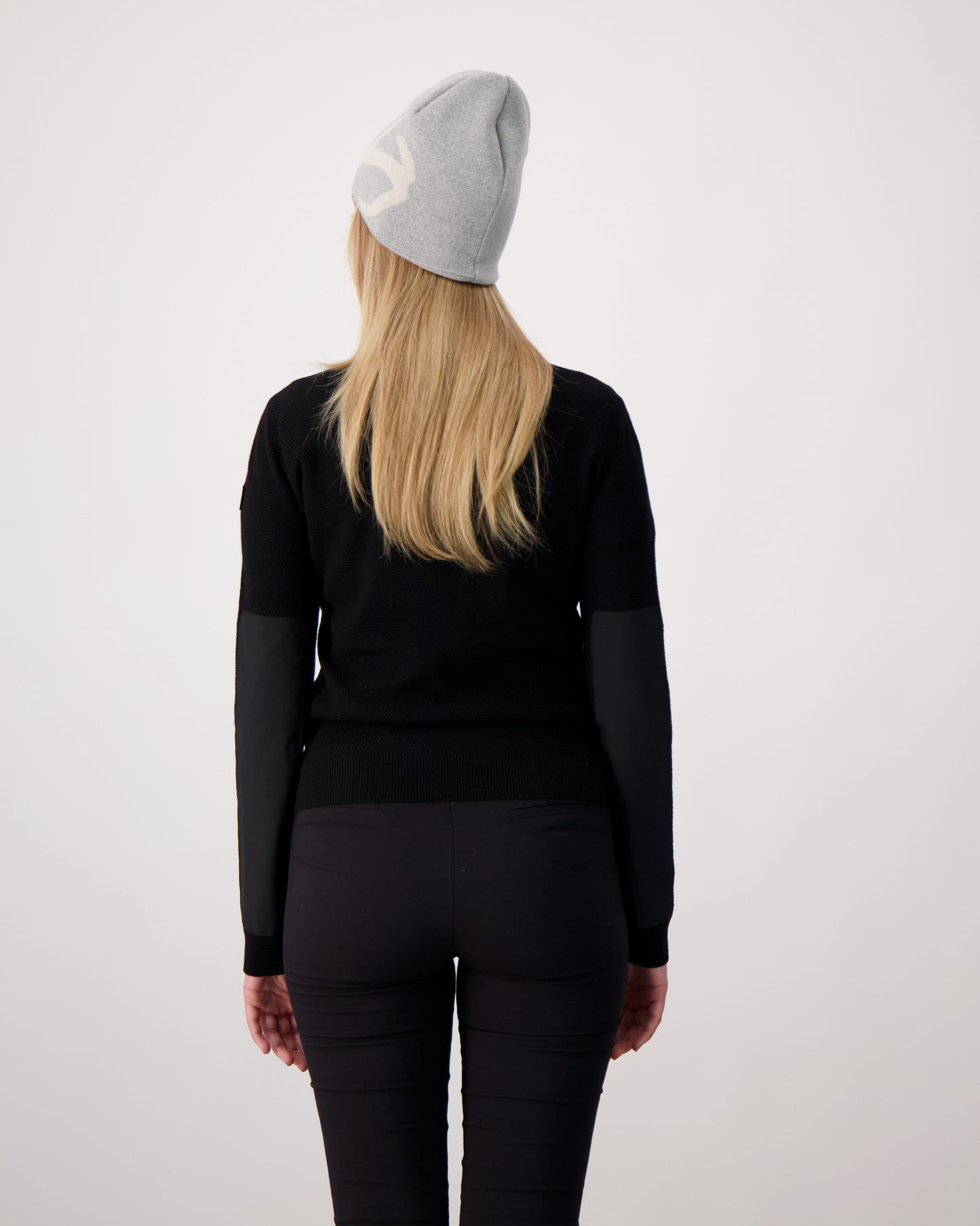 Antler Beanie in merino wool blend, antler knit motif on front, in Grey