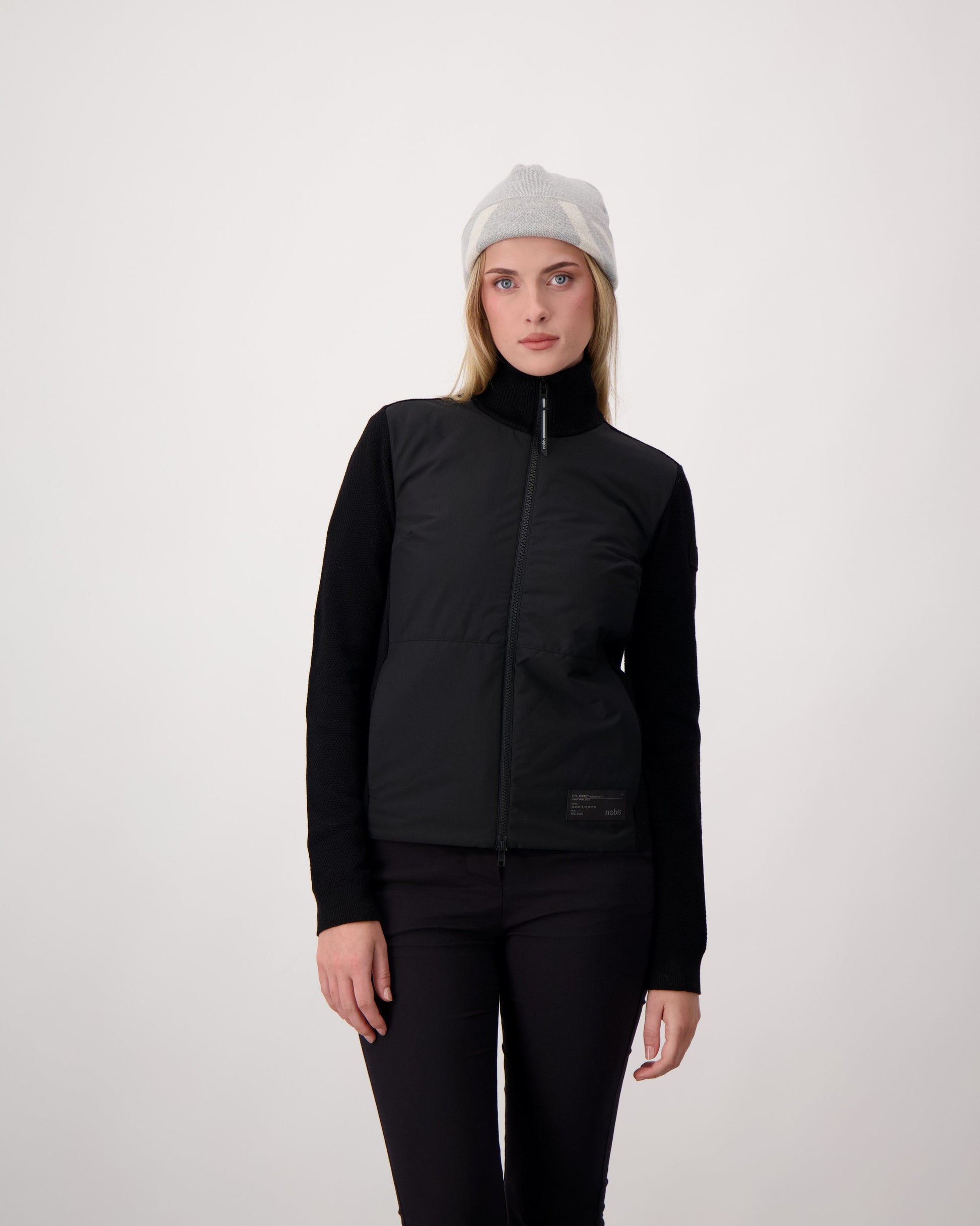 Antler Beanie in merino wool blend, antler knit motif on front, in Grey