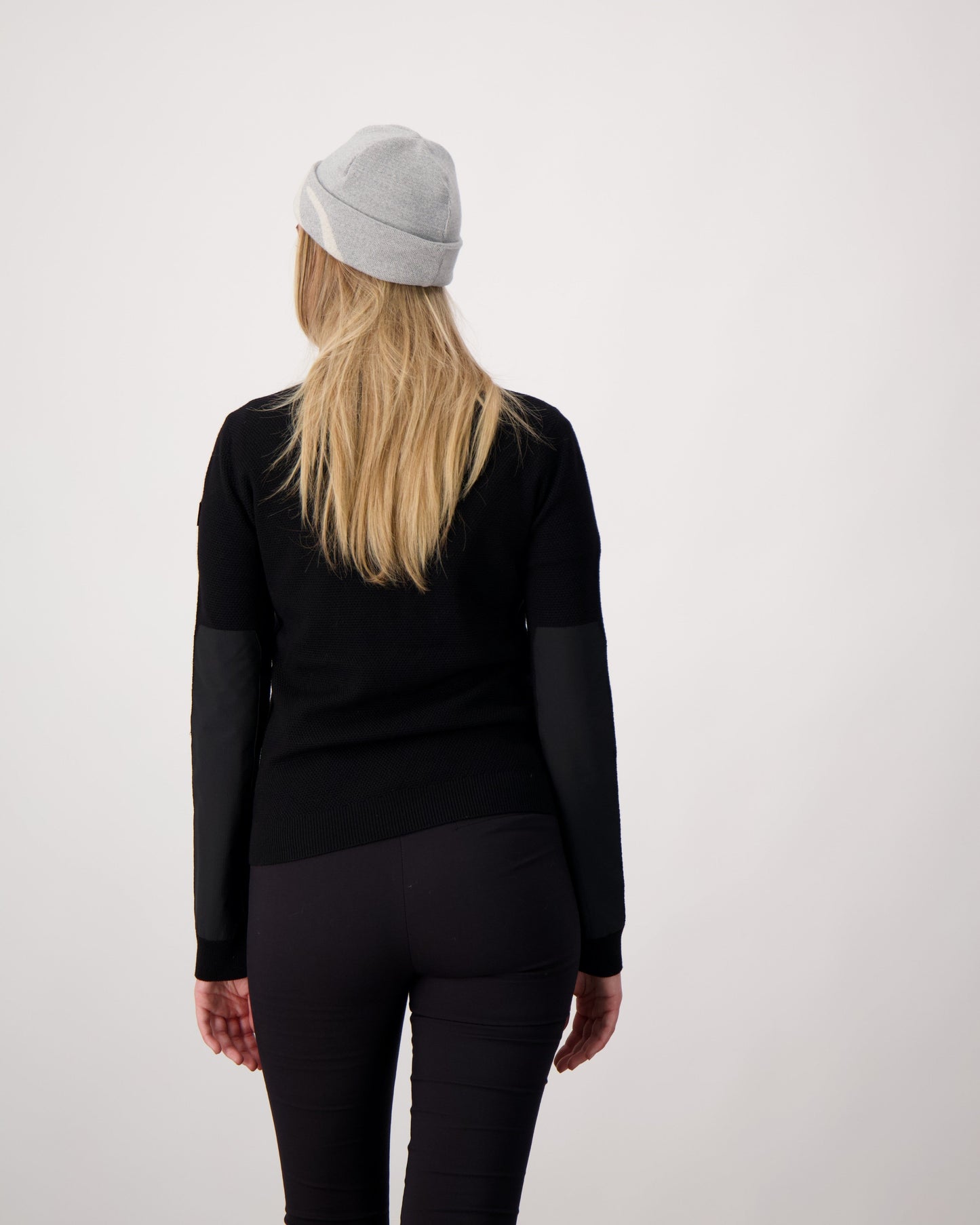 Antler Beanie in merino wool blend, antler knit motif on front, in Grey