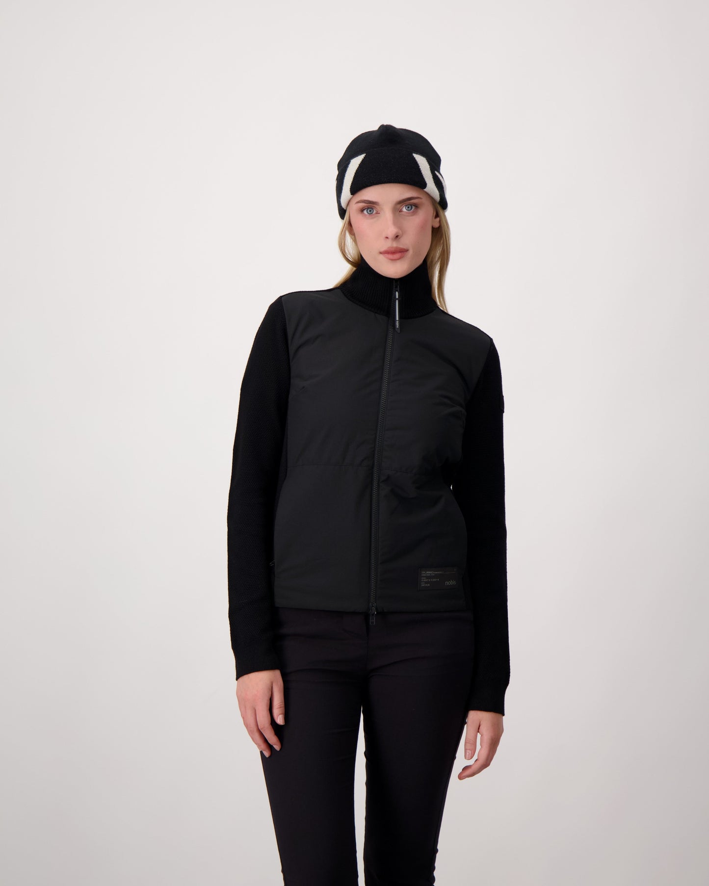 Antler Beanie in merino wool blend, antler knit motif on front, in Black