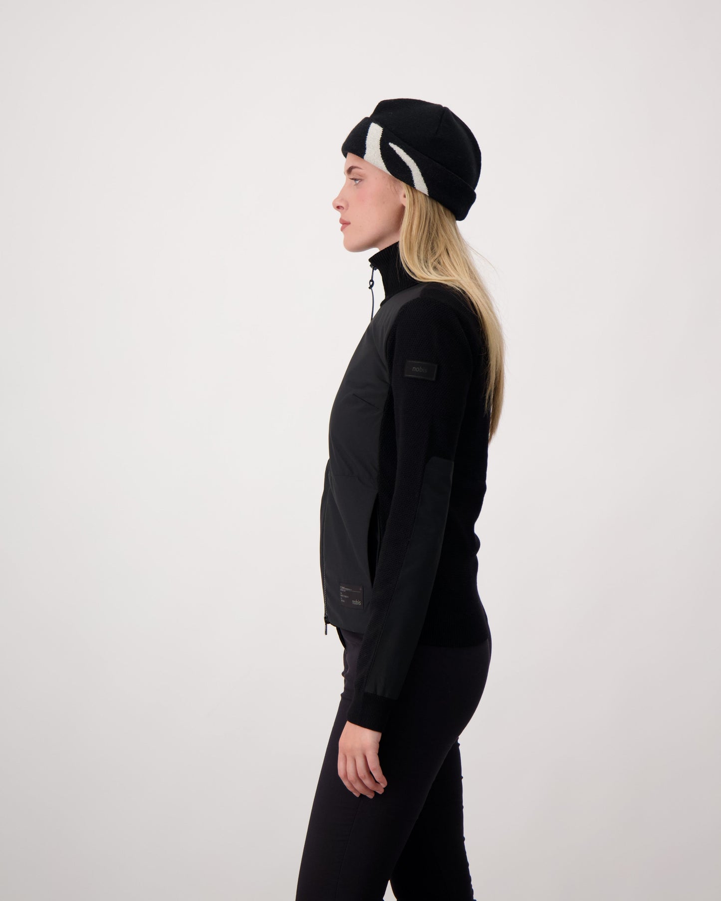 Antler Beanie in merino wool blend, antler knit motif on front, in Black