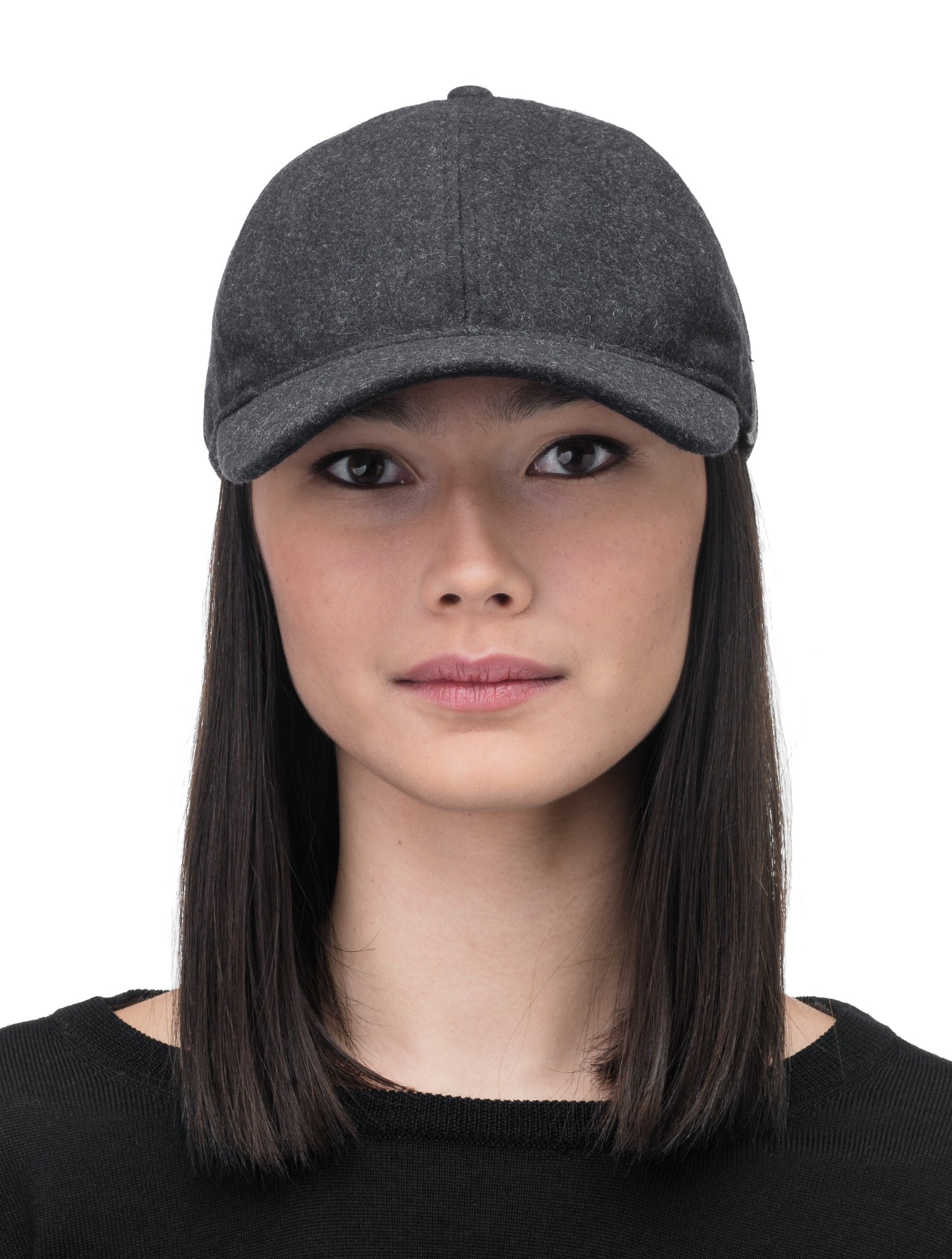 Bronte Unisex Field Cap with low structured crown, curved peak brim, and adjustable webbing strap closure, in H. Black