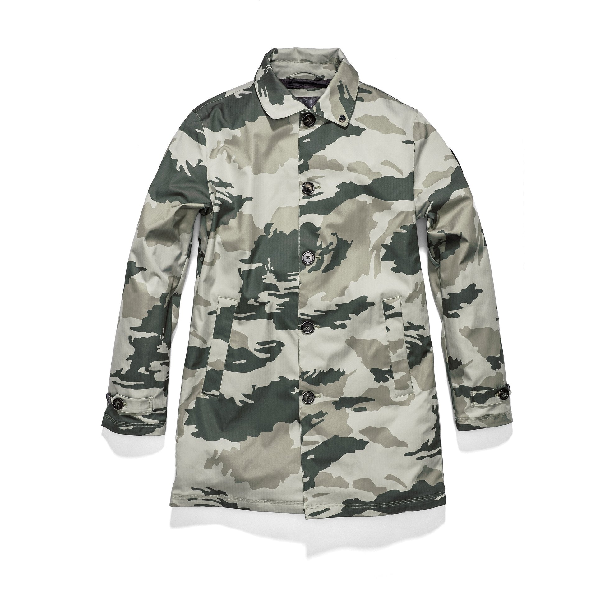 Men's Macintosh style raincoat in Army Green Camo