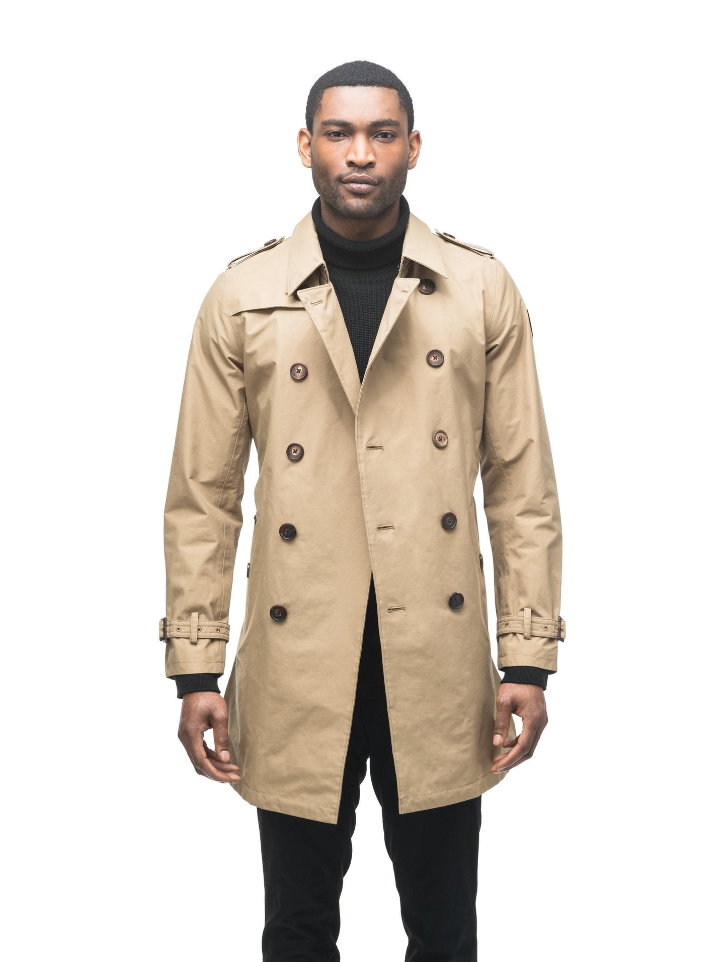 Men's thigh length trench coat with removable belt in Cork