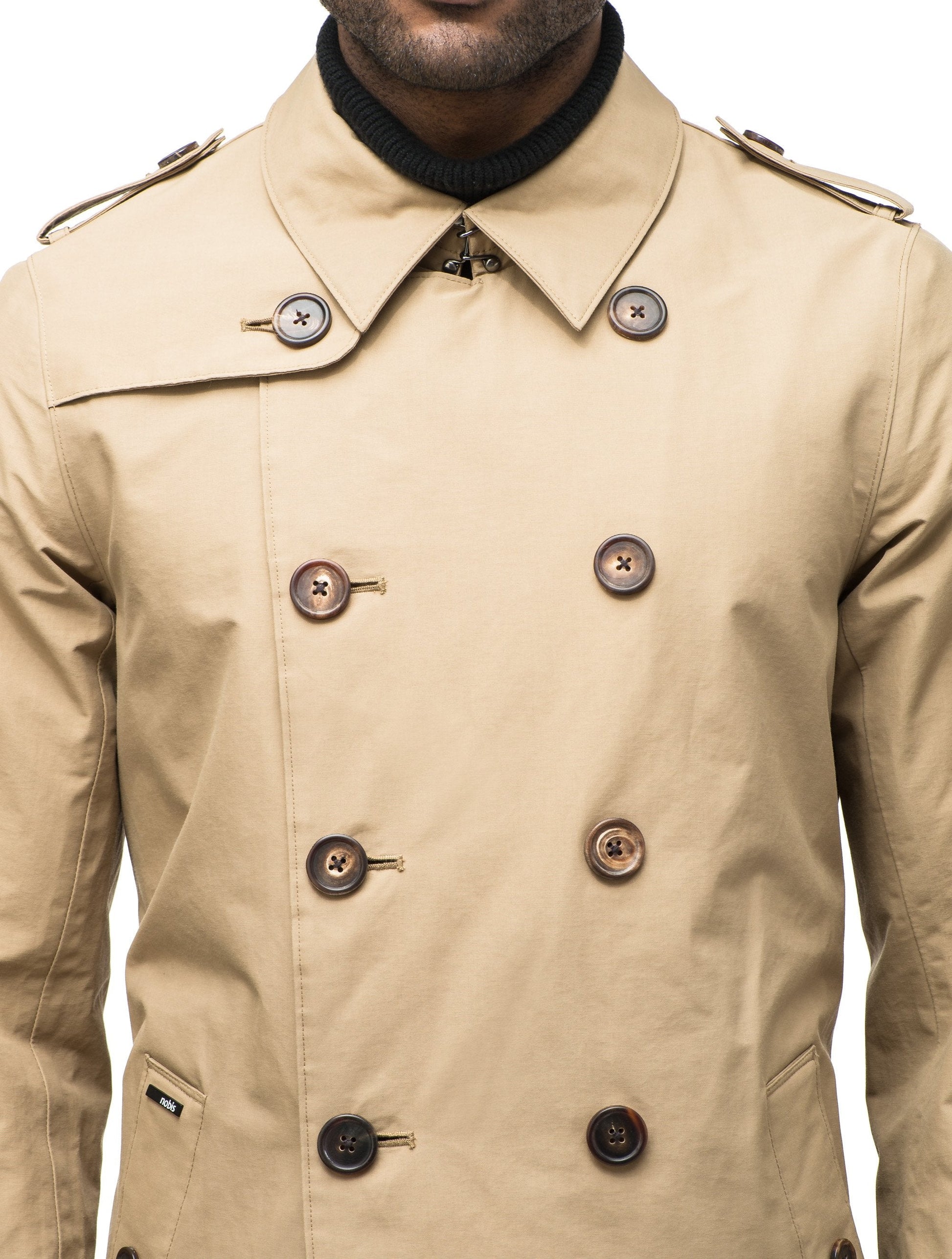 Men's thigh length trench coat with removable belt in Cork