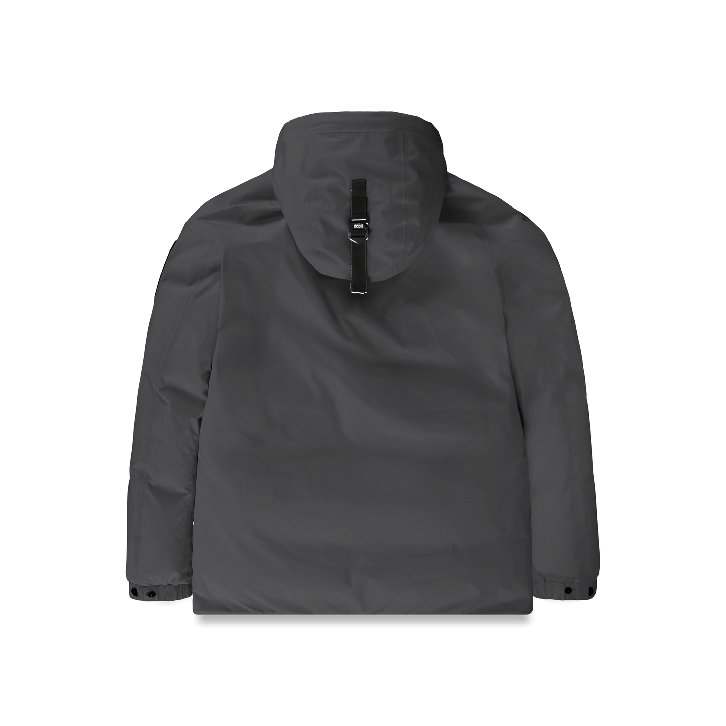 Dixon jacket in Black stretch ripstop fabric with DWR coating, large bellow pockets with magnetic flaps, hidden side-entry zipper pockets, and adjustable cuffs and hem for a tailored fit. Durable, weather-resistant, and versatile.