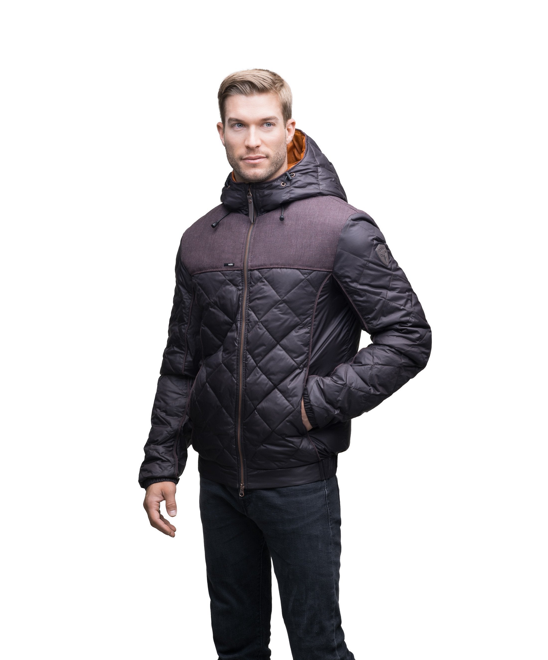 Mens quilted hooded jacket on sale