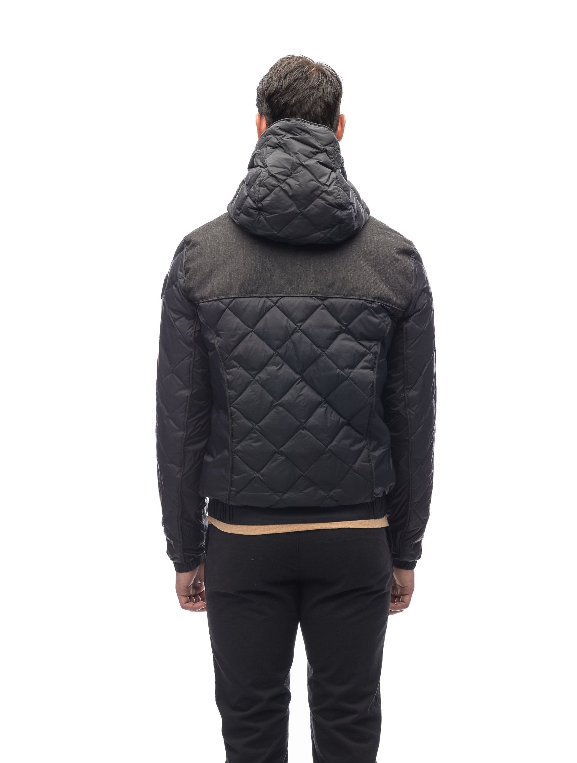 Men's lightweight quilted down hoodie in Black/H. Black