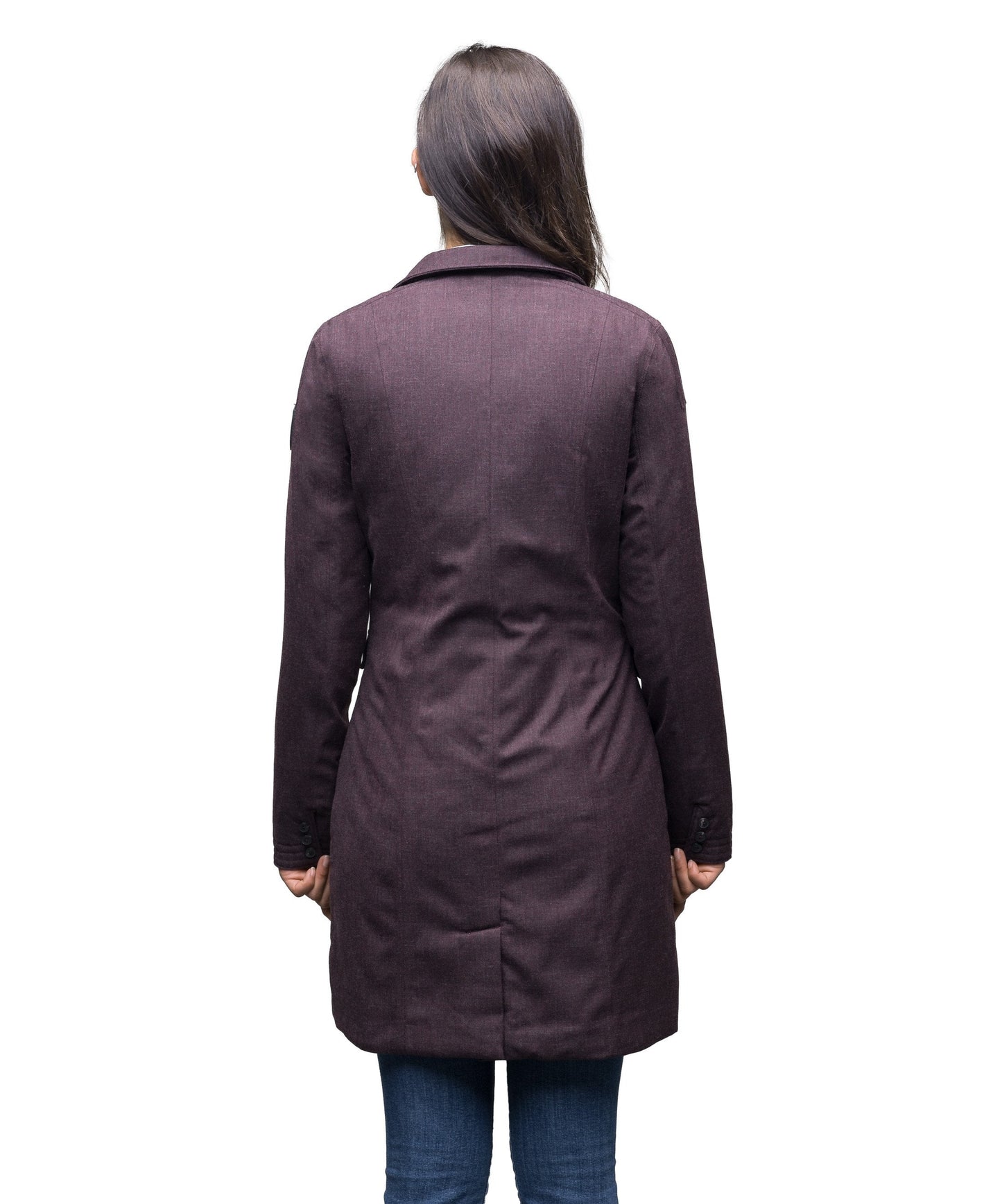 Women's mid length down filled overcoat in H. Burgundy, H Black or H Navy