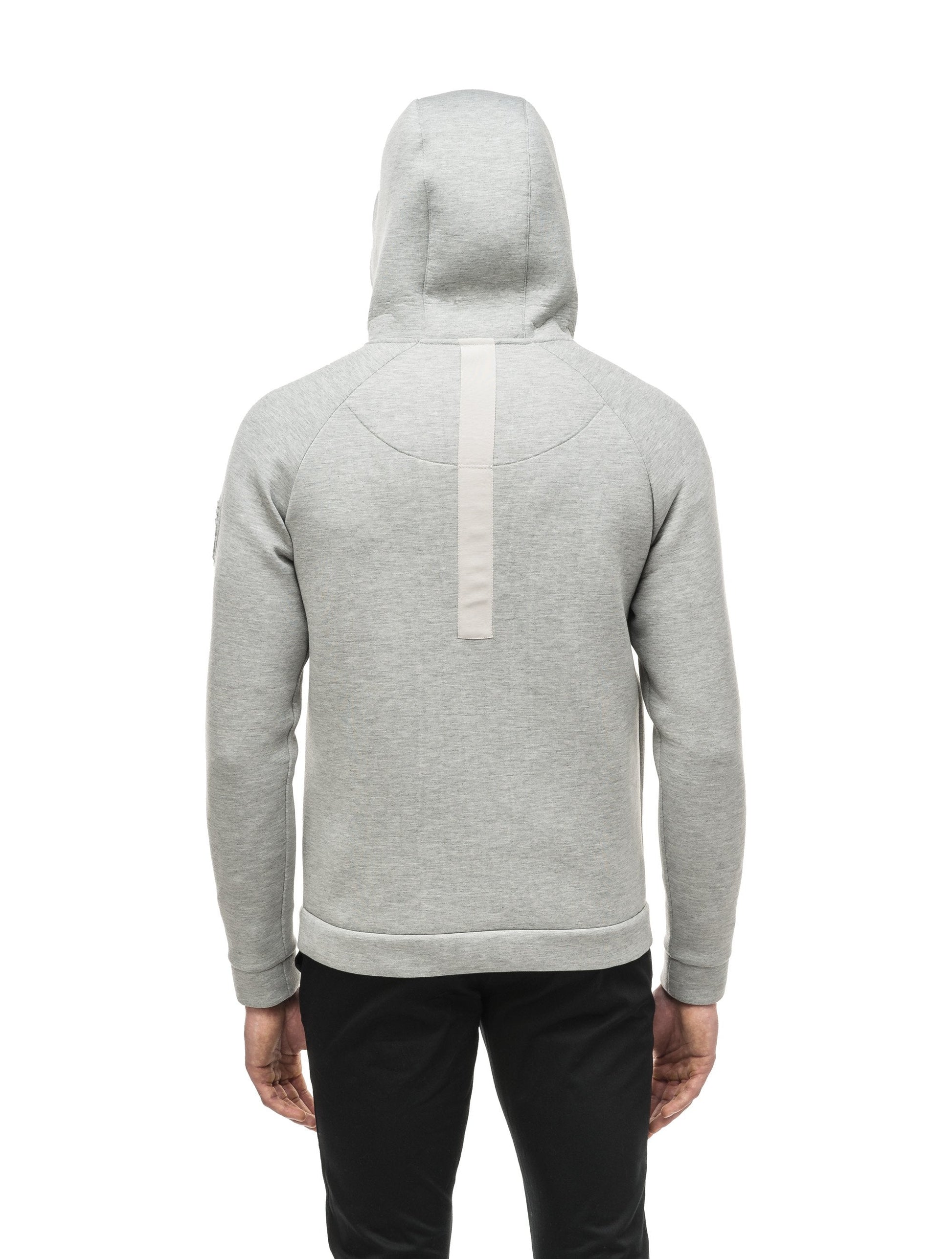 Men's premium rayon polyamide bonded jersey fabrication hoodie with exposed zipper in Grey Melange