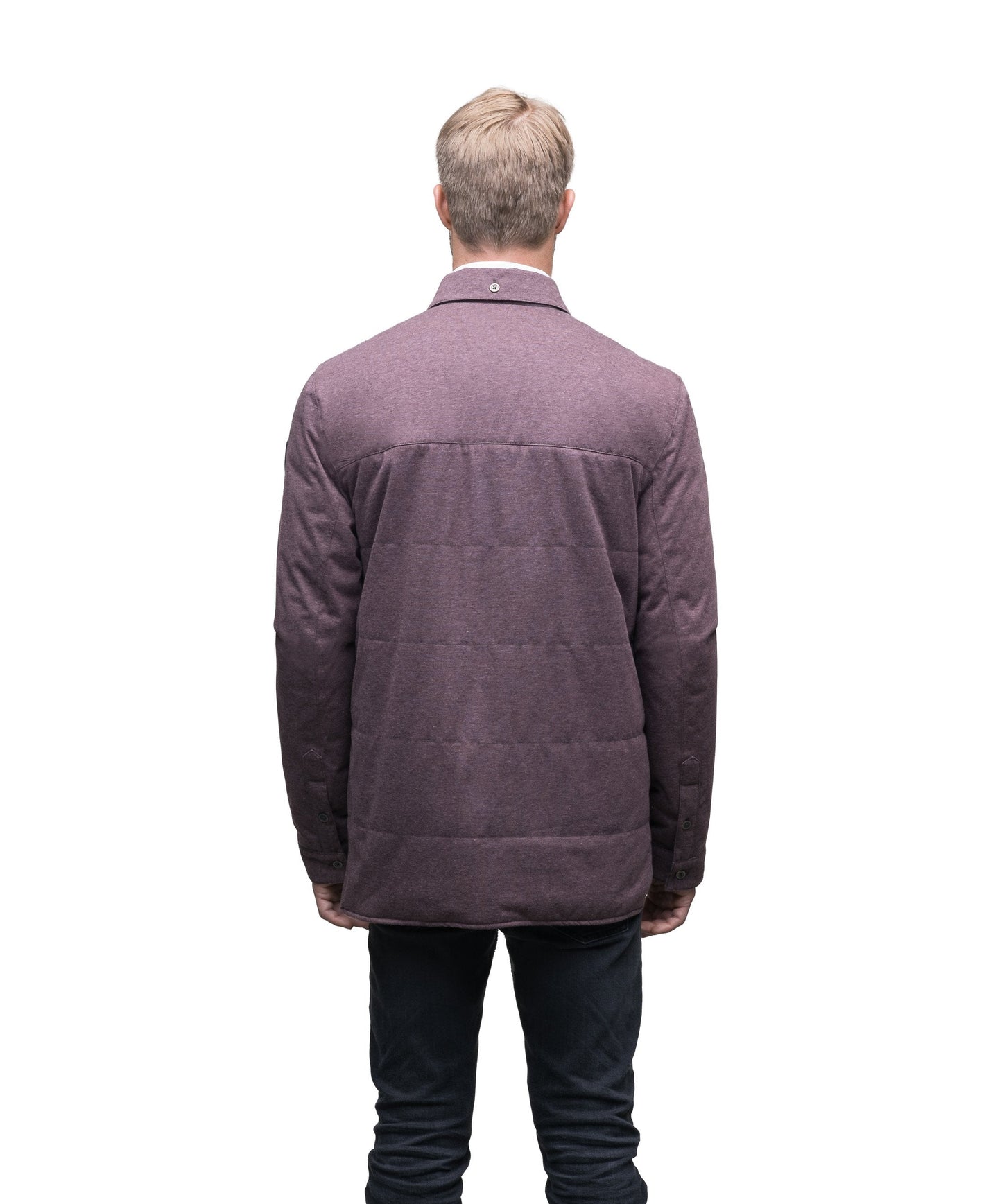 Men's lightweight knit jersey shirt jacket in Maroon