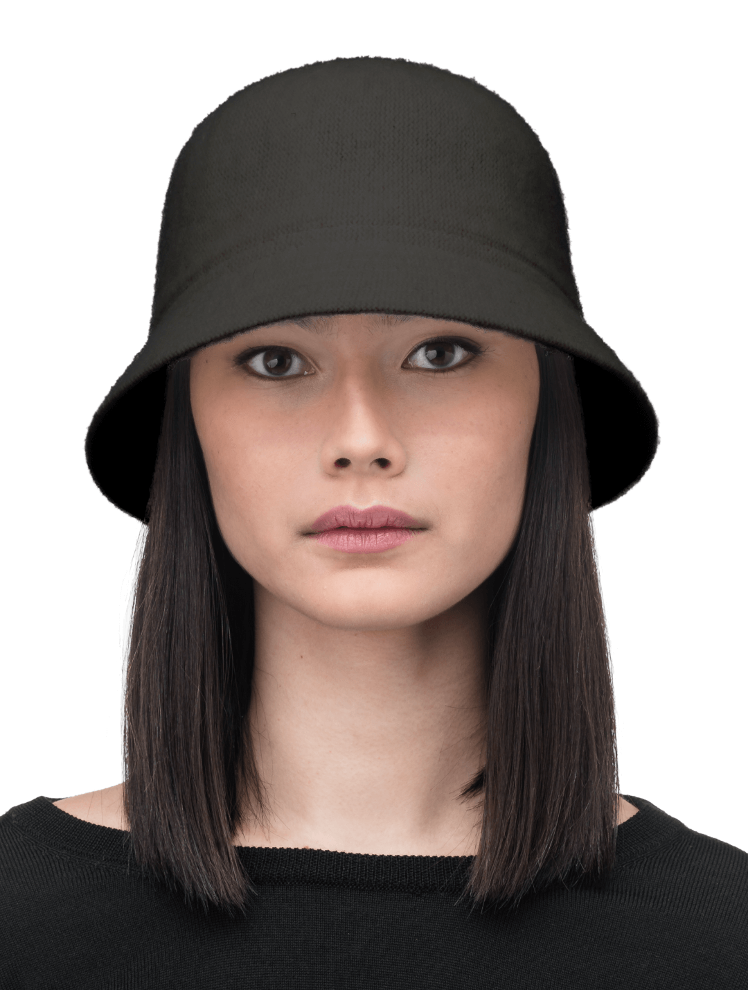 Knit moulded bucket hat in Black