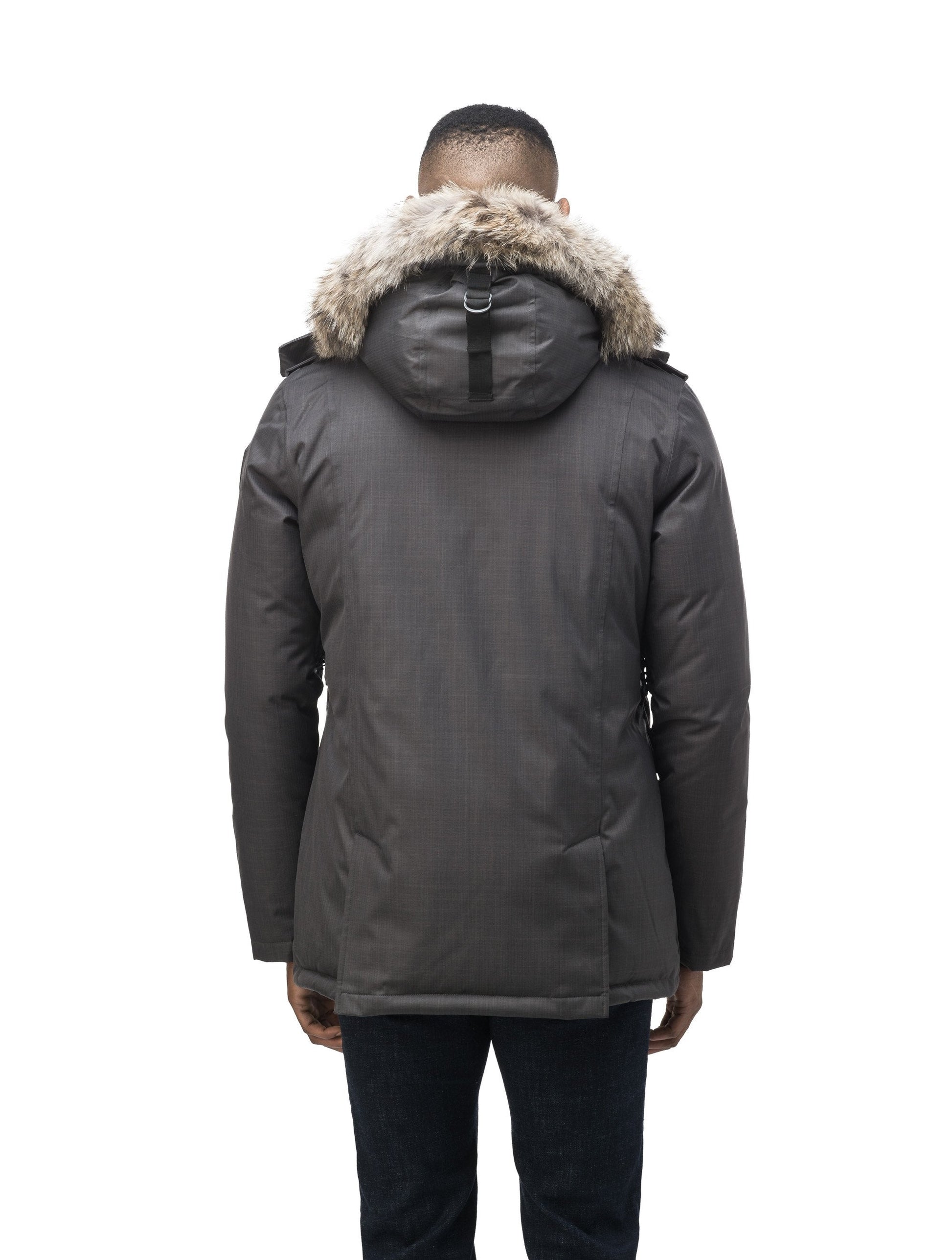 Men's double breasted down filled parka in CH Steel Grey