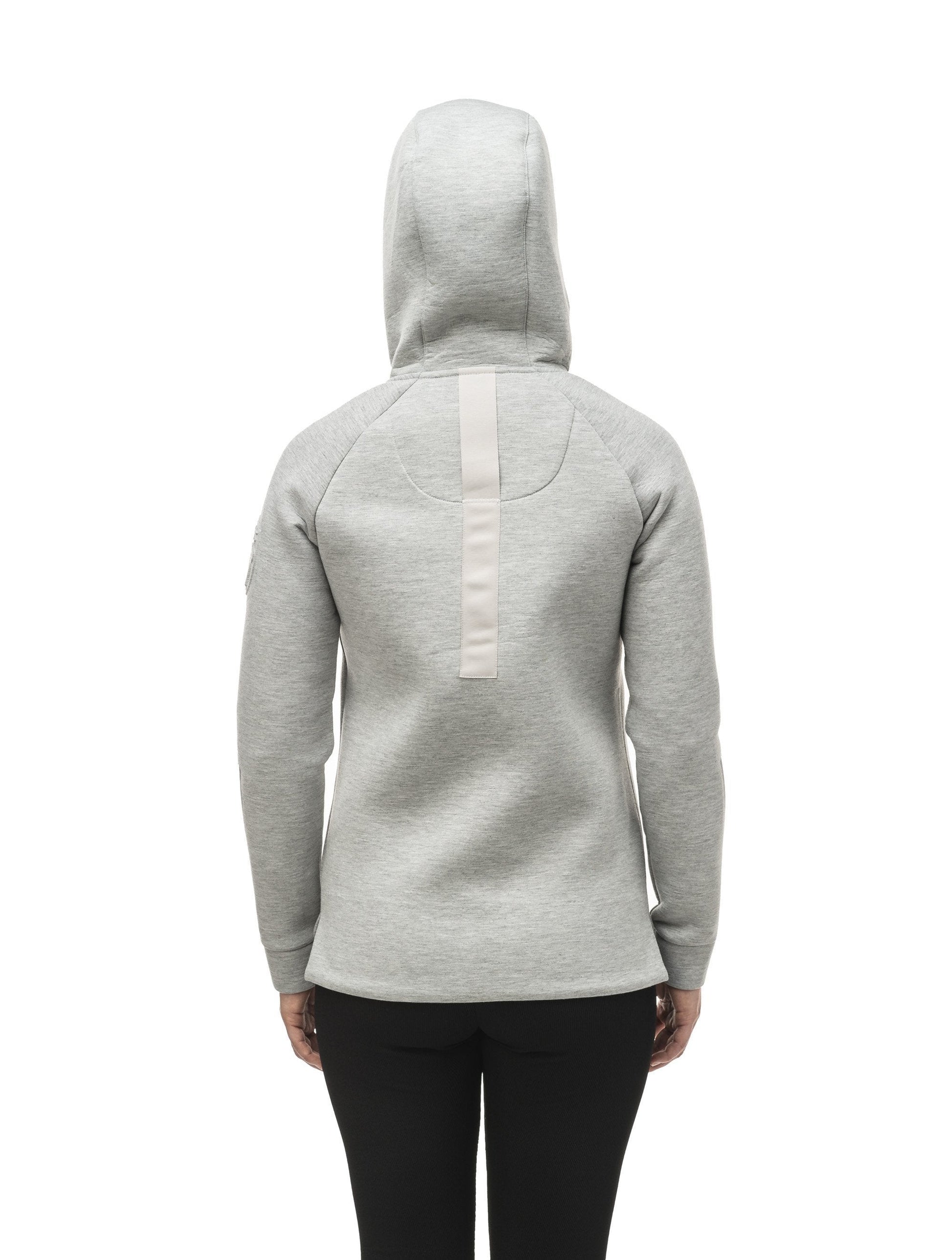 Structured women's hoodie with exposed zipper in Grey Melange