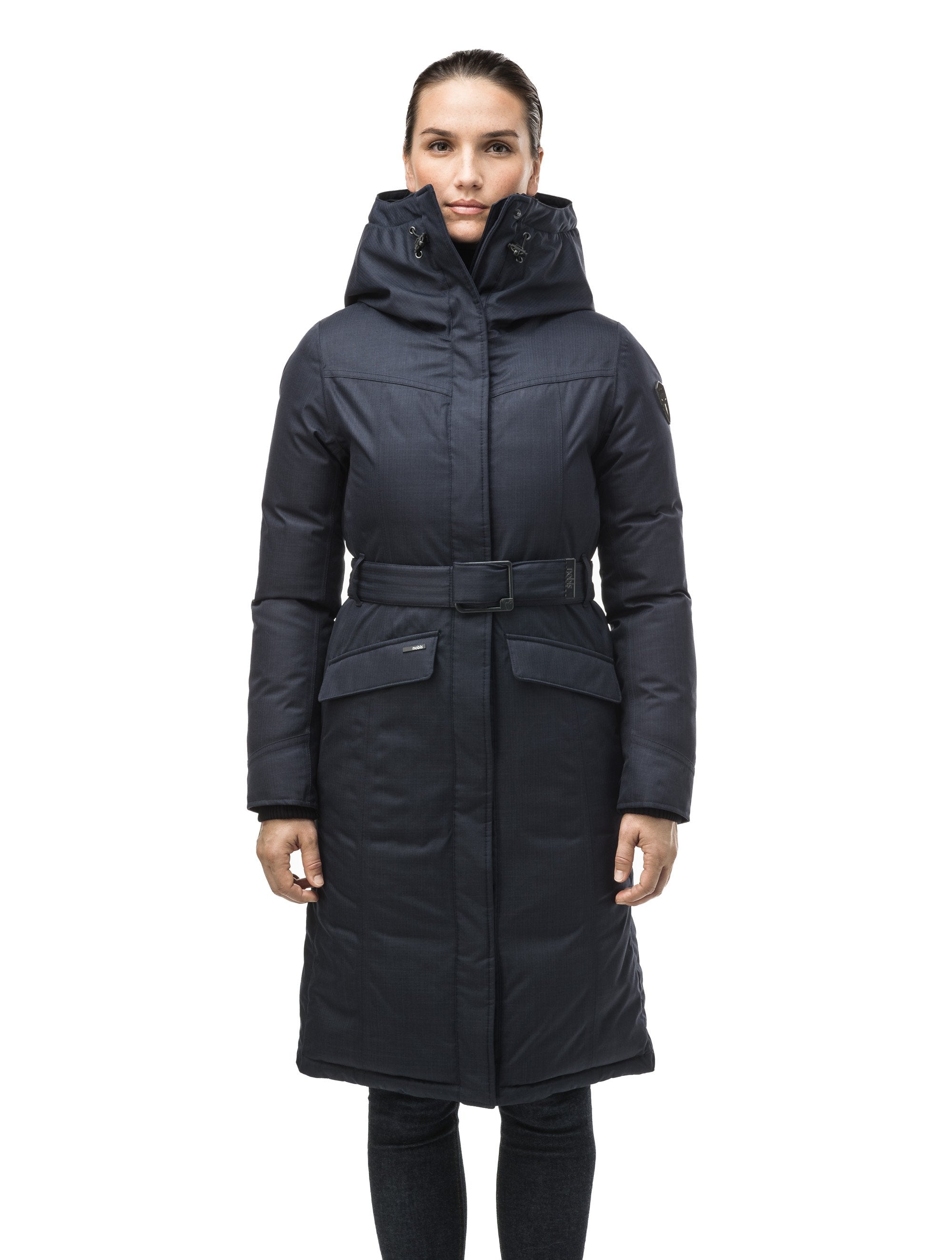 Black calf length coat deals