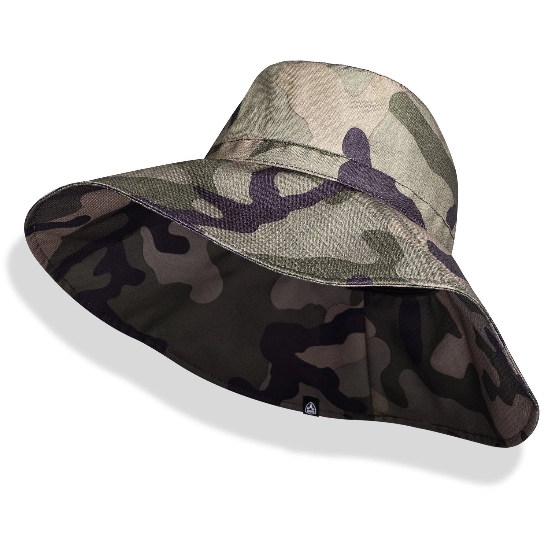 Sunhat treated with a durable water repellent finish and a subtle herringbone in Camo texture on the surface in Camo