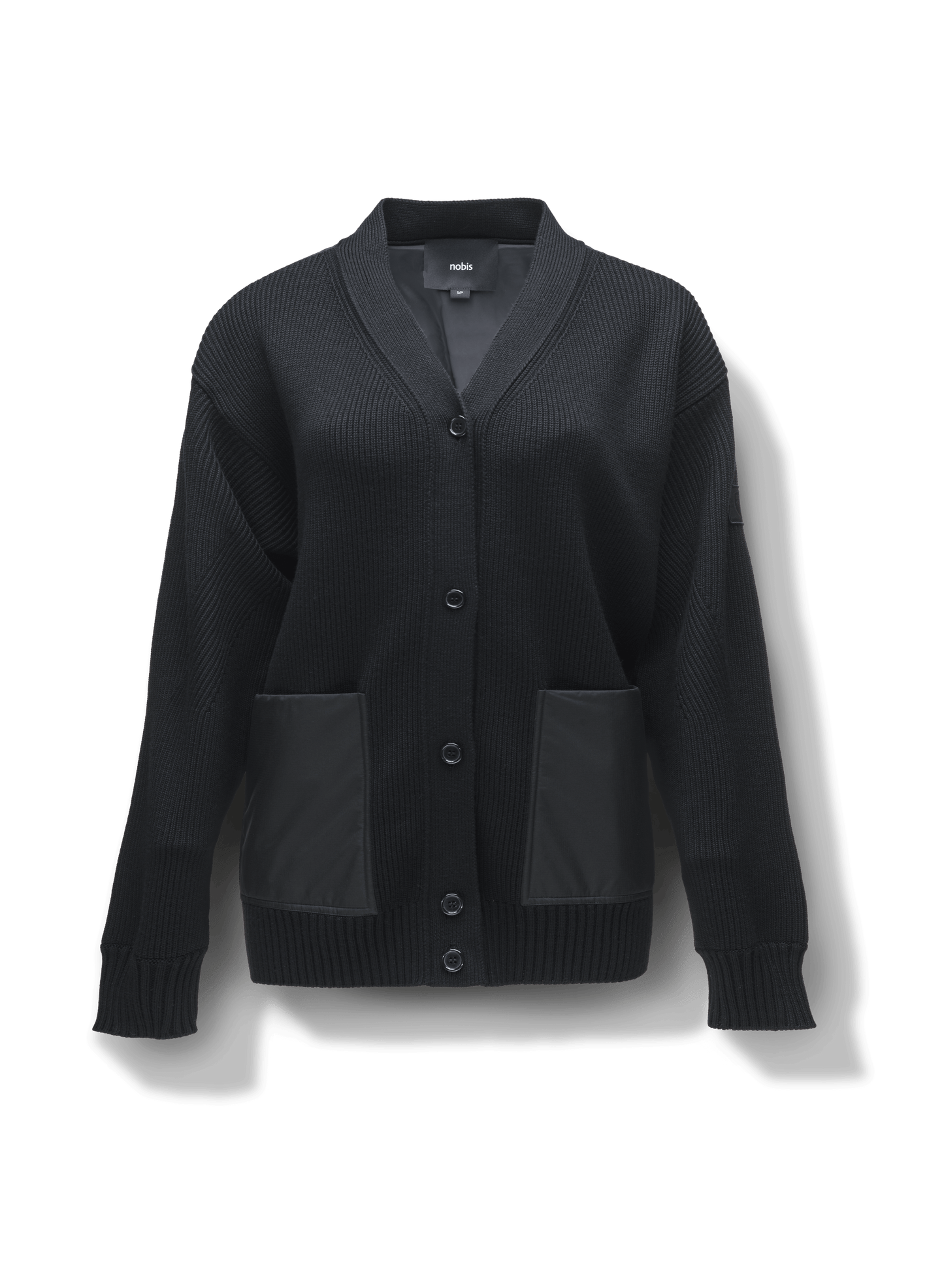 Riga Tailored Button Front Cardigan in Black 