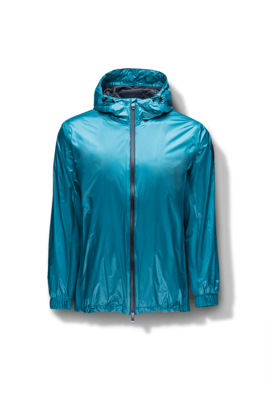 Stratus Men's Tailored Packable Rain Jacket in Deep Lake + Deep Lake