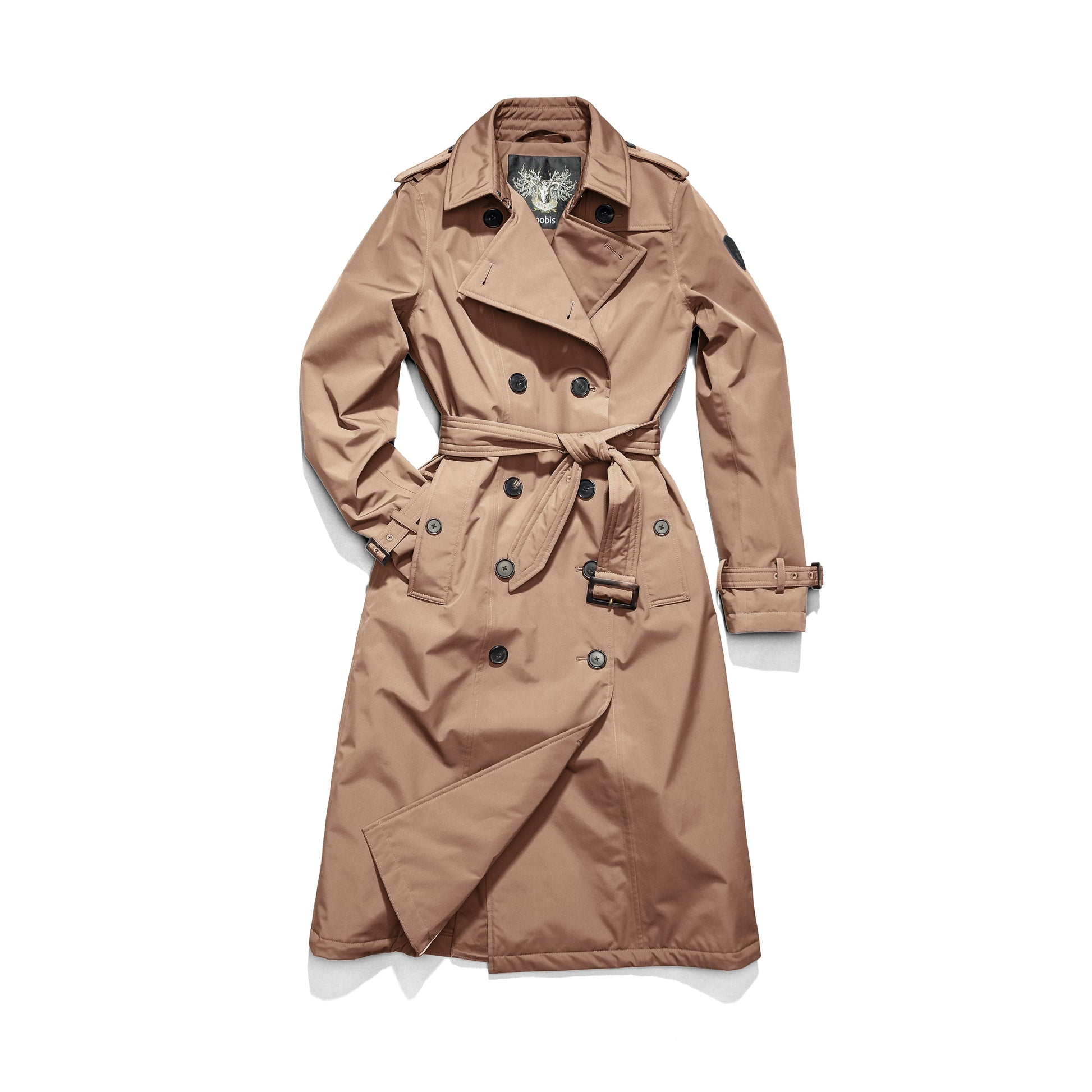 Women's knee length trench coat with removable belt in Cork