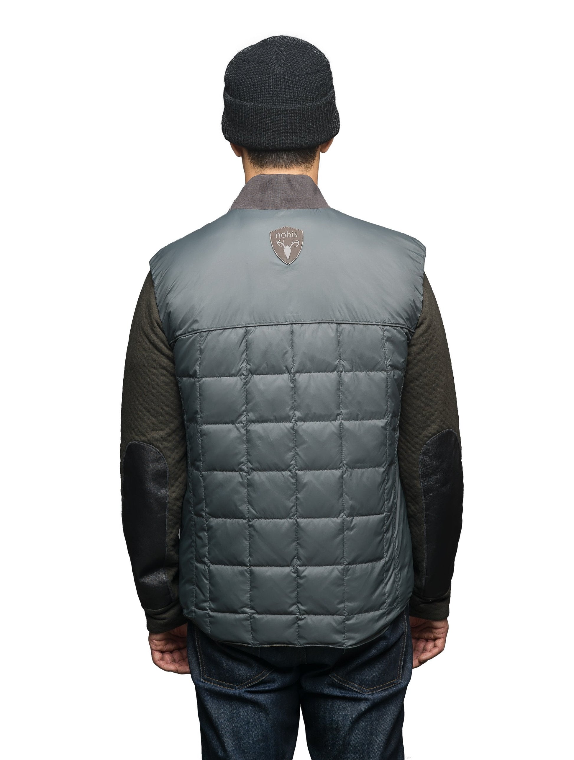 Quilted men's down filled vest in Foggy Blue