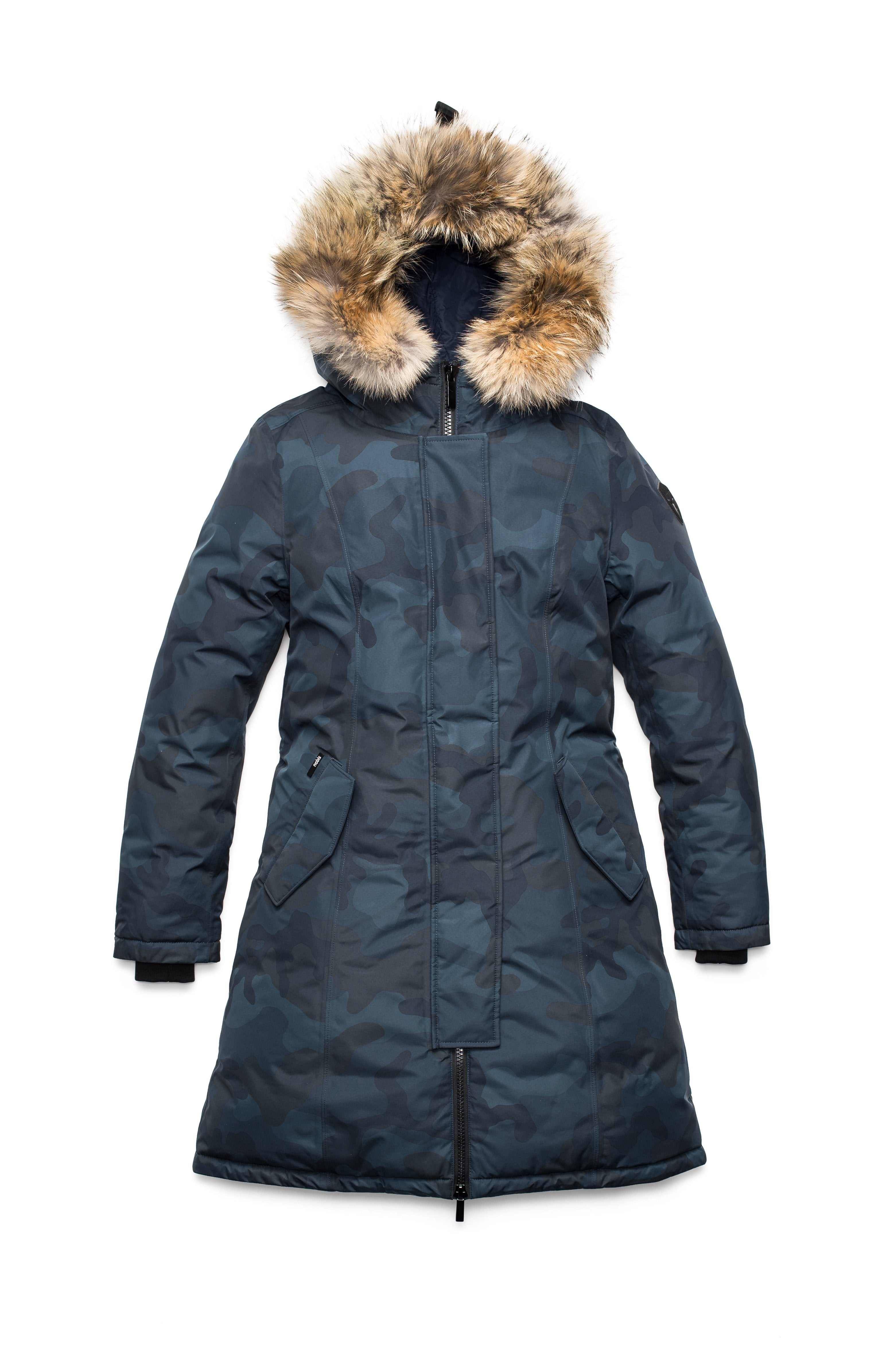 Platini Outwear 2024 Collection Blue Jacket Parka With Removable Hooded Fur Size XL