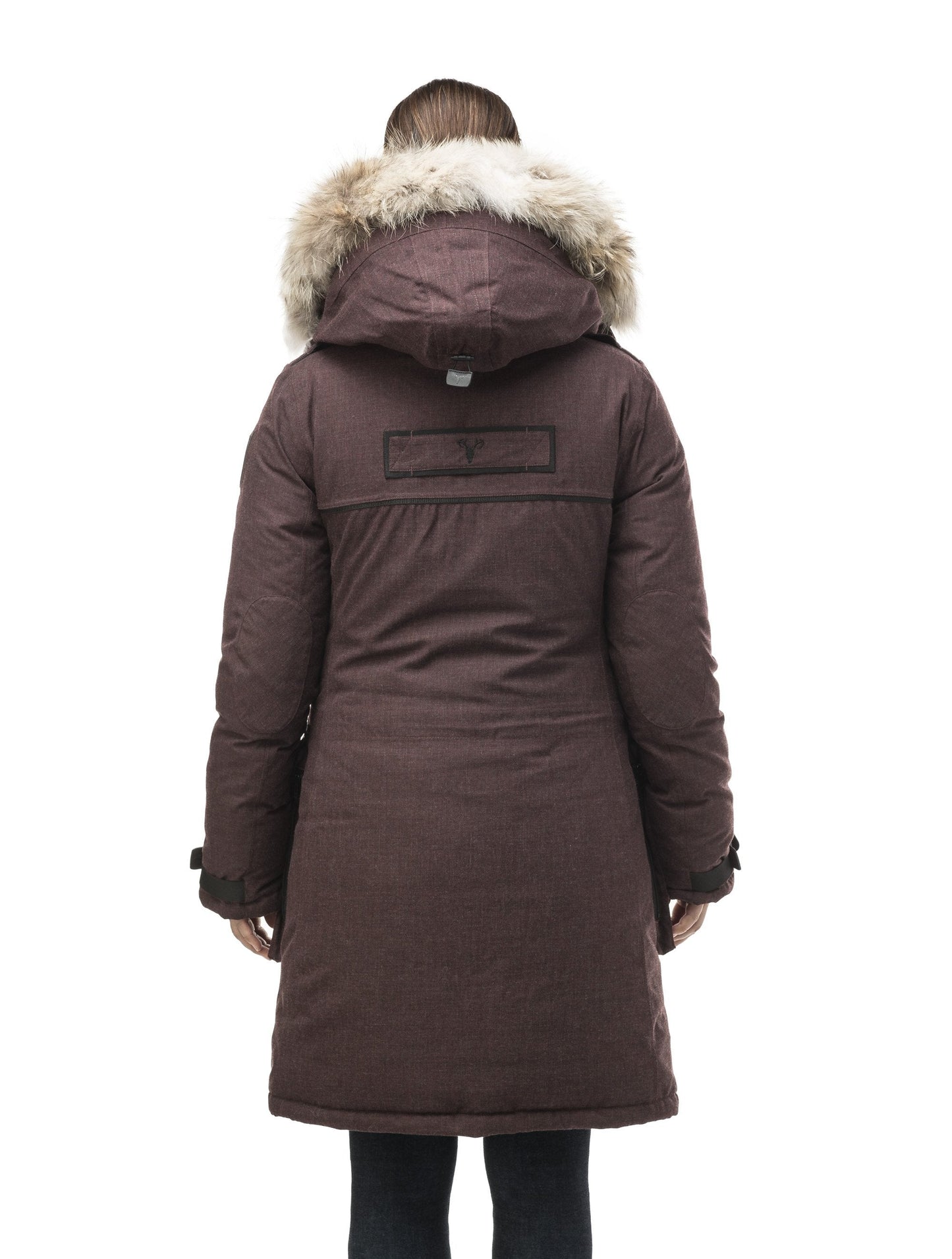 Women's extreme parka with our highest down filling and a removable down filled hood in H. Burgundy