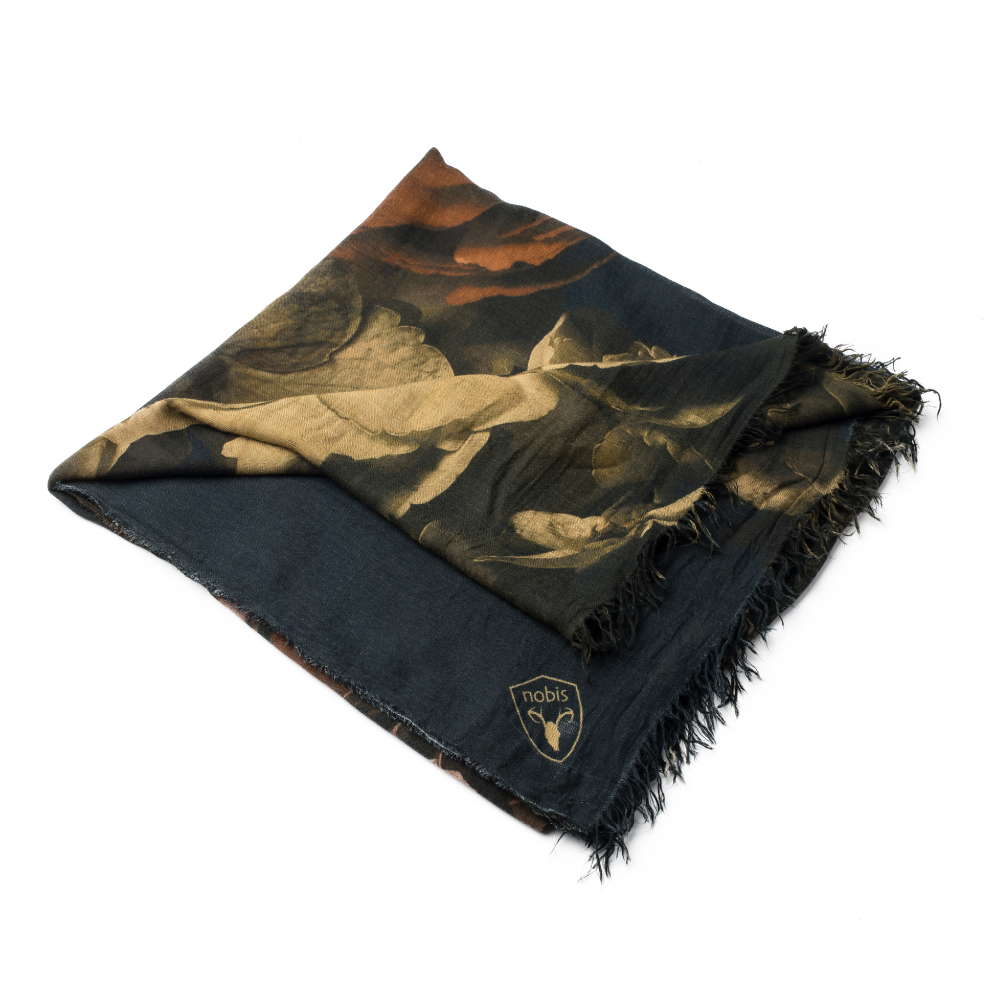 Square modal cashmere blend scarf with fringe edges in a Floral Print