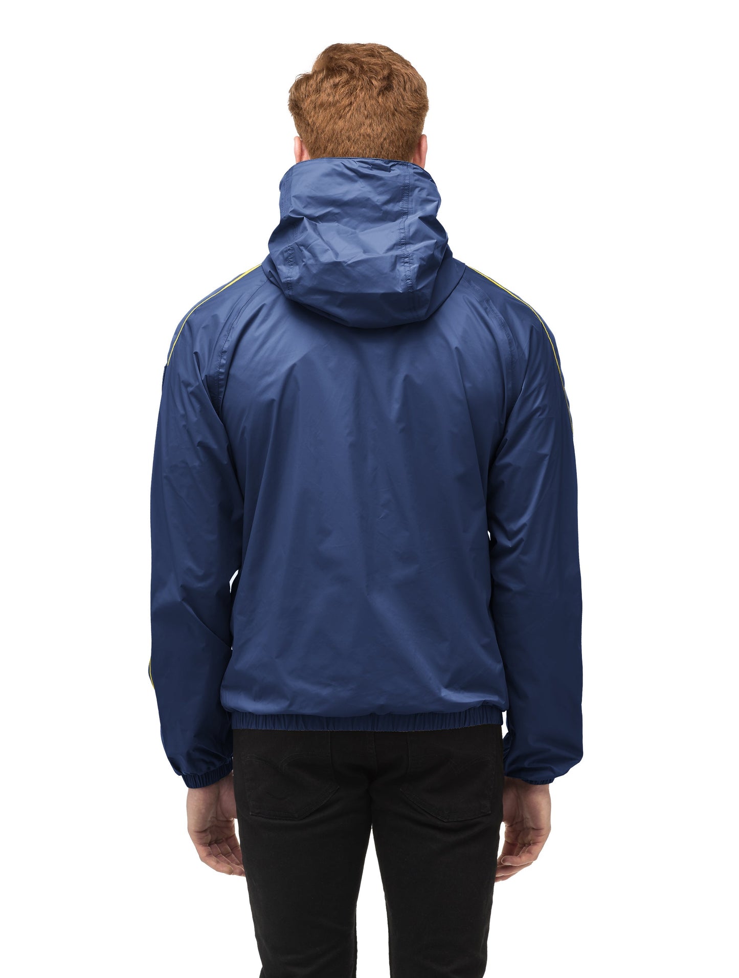 Men's waist length windbreaker with hood in Marine