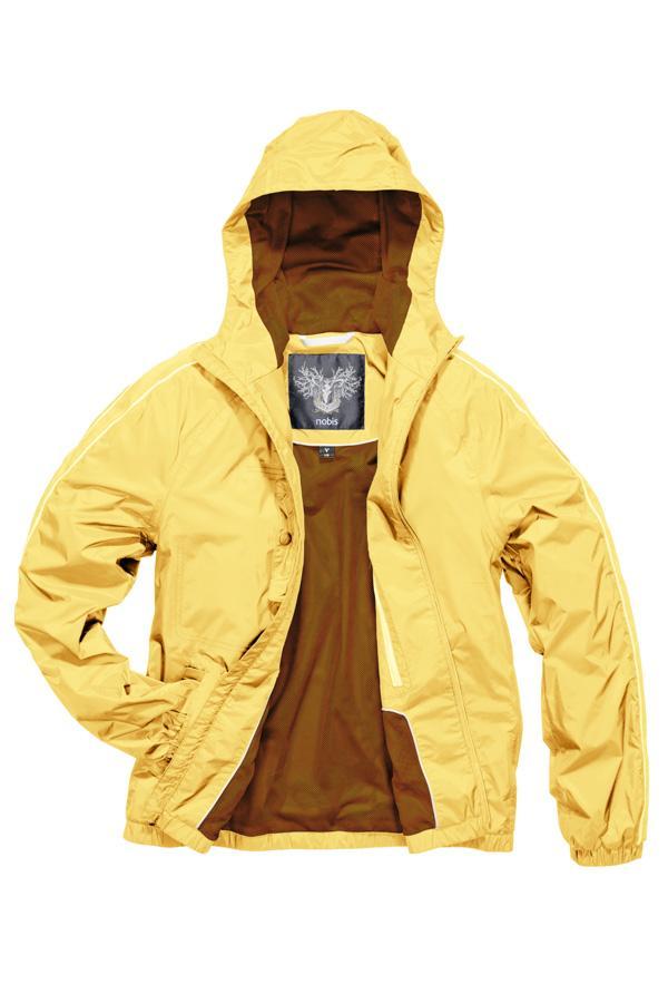 Men's waist length windbreaker with hood in Citron