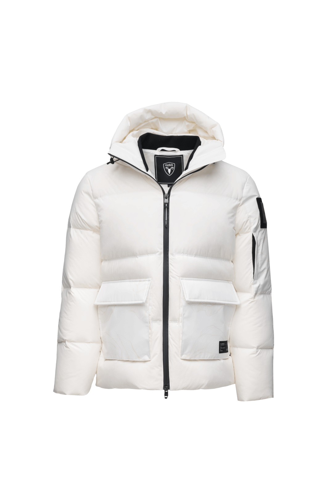 Supra Men's Performance Puffer in hip length, Technical Taffeta and 3-Ply Micro Denier fabrication, Premium Canadian White Duck Down insulation, non-removable down filled hood, centre front two-way zipper, flap pockets at waist, and zipper pocket at left bicep, in Wheat Desert