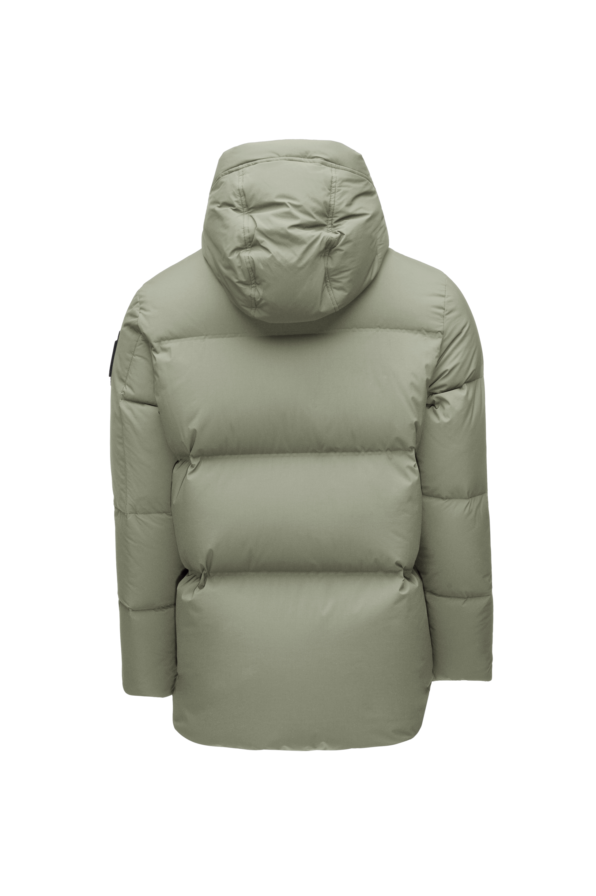 Supra Men's Performance Puffer in hip length, Technical Taffeta and 3-Ply Micro Denier fabrication, Premium Canadian White Duck Down insulation, non-removable down filled hood, centre front two-way zipper, flap pockets at waist, and zipper pocket at left bicep, in Clover