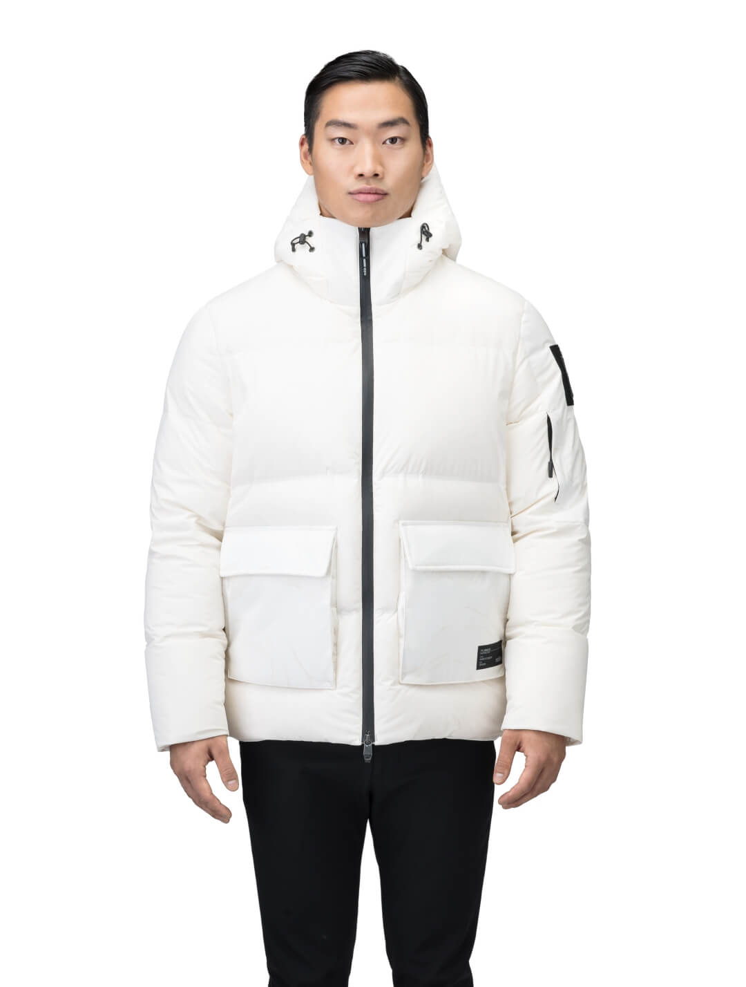 Supra Men's Performance Puffer in hip length, Technical Taffeta and 3-Ply Micro Denier fabrication, Premium Canadian White Duck Down insulation, non-removable down filled hood, centre front two-way zipper, flap pockets at waist, and zipper pocket at left bicep, in Wheat Desert