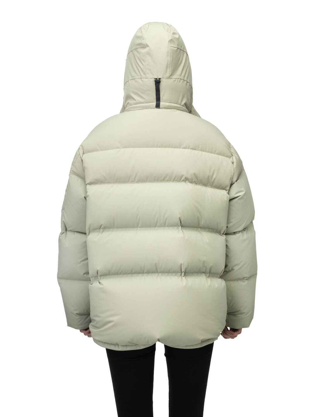 Una Ladies Performance Puffer in hip length, Technical Taffeta and Durable Stretch Ripstop fabrication, Premium Canadian White Duck Down insulation, removable down filled hood, centre front two-way zipper, and side-entry pockets at waist, in Tea