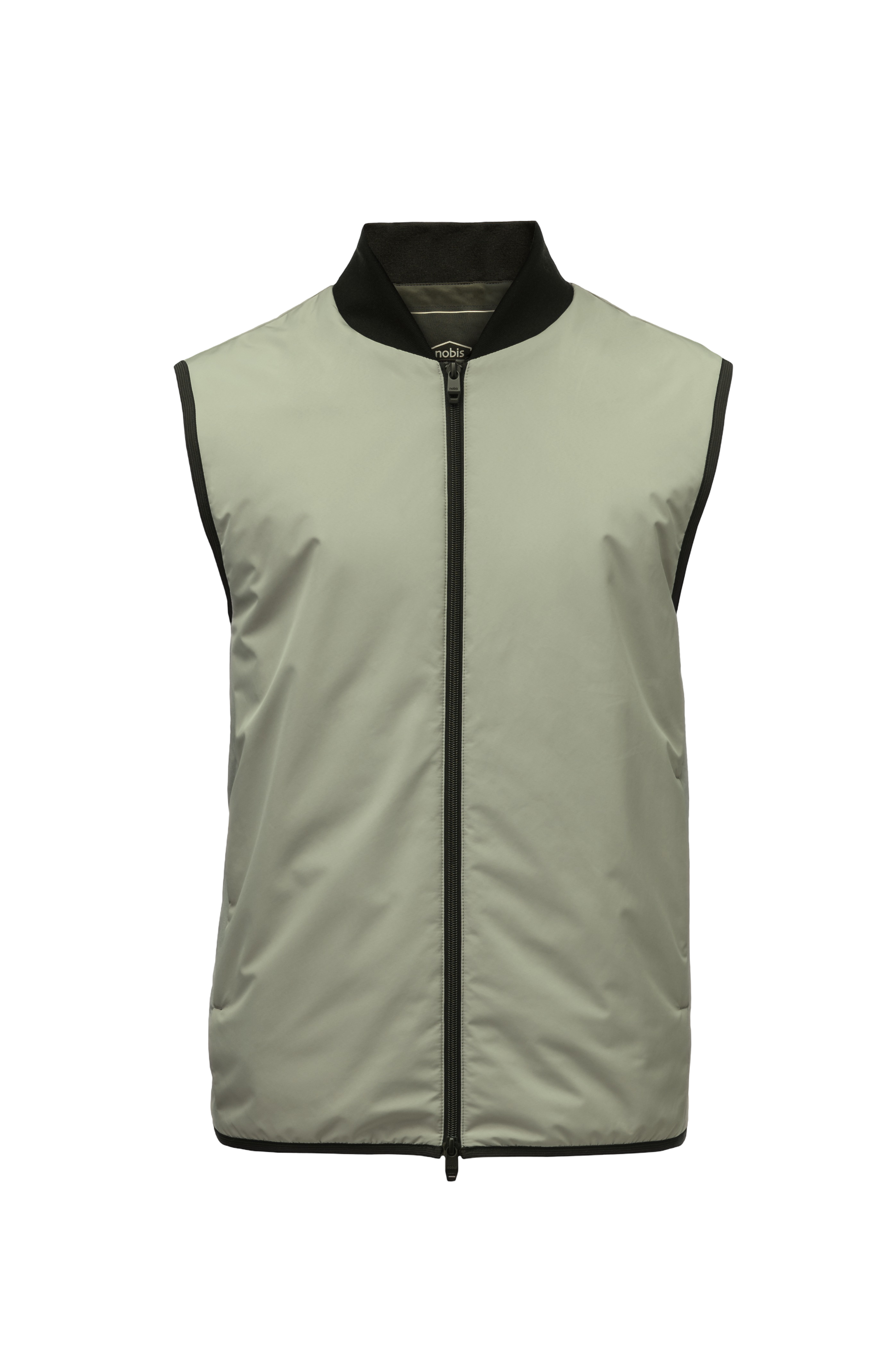 Neo Men's Mid Layer Vest in hip length, Primaloft Gold Insulation Active+, and two-way zipper, in Tea