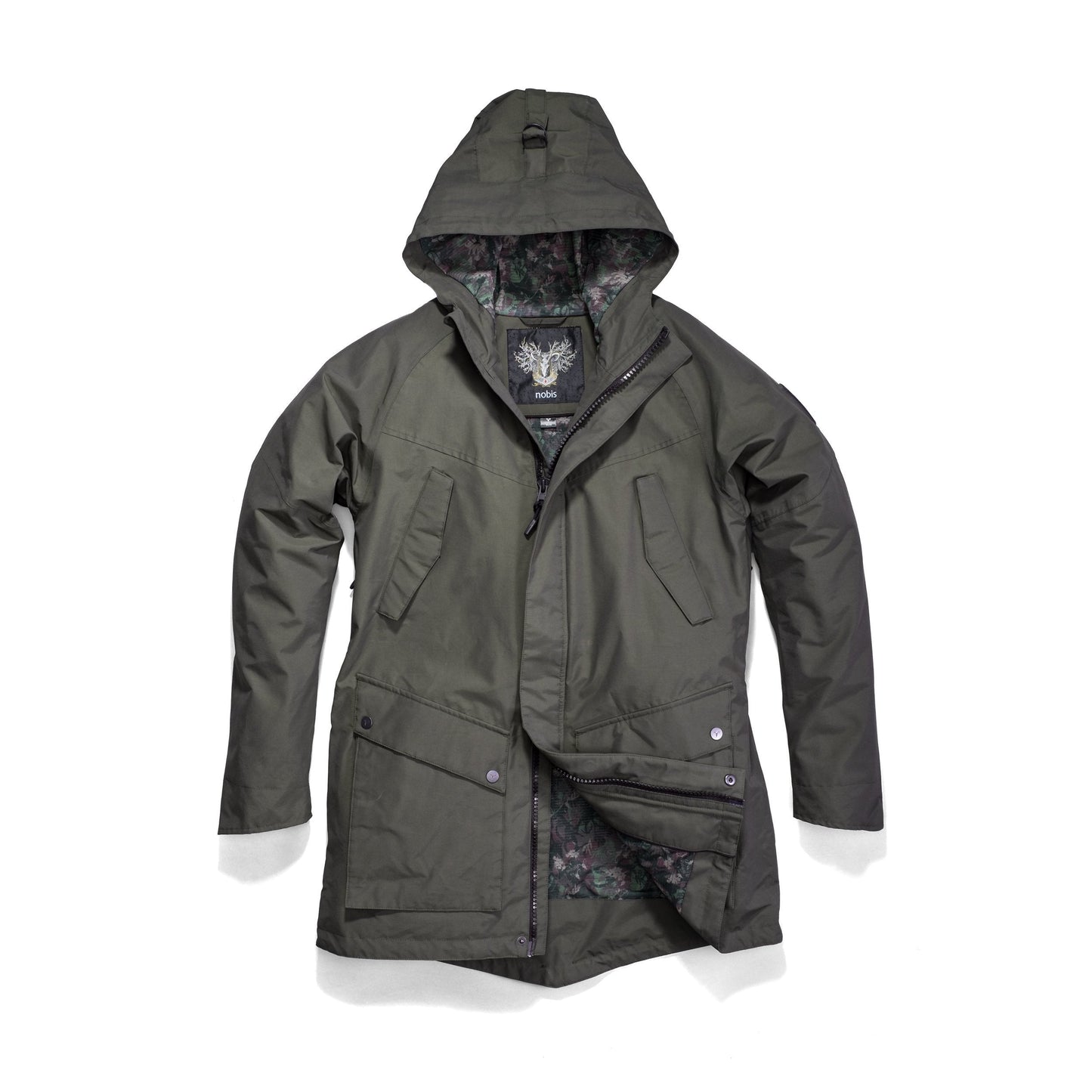 Men's hooded rain coat with hood in Dark Forest