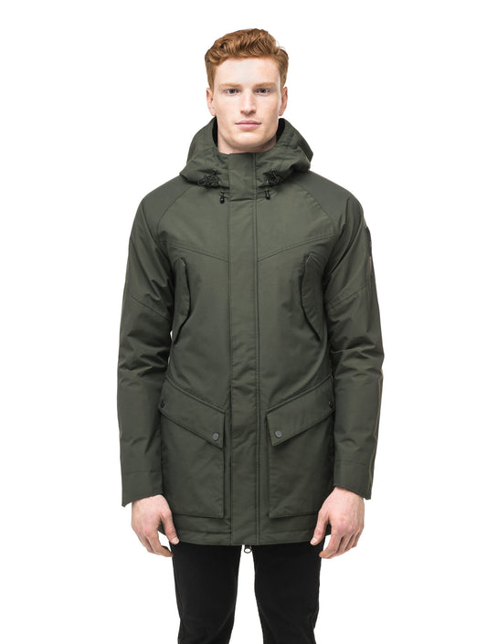 Men's hooded rain coat with hood in Dark Forest