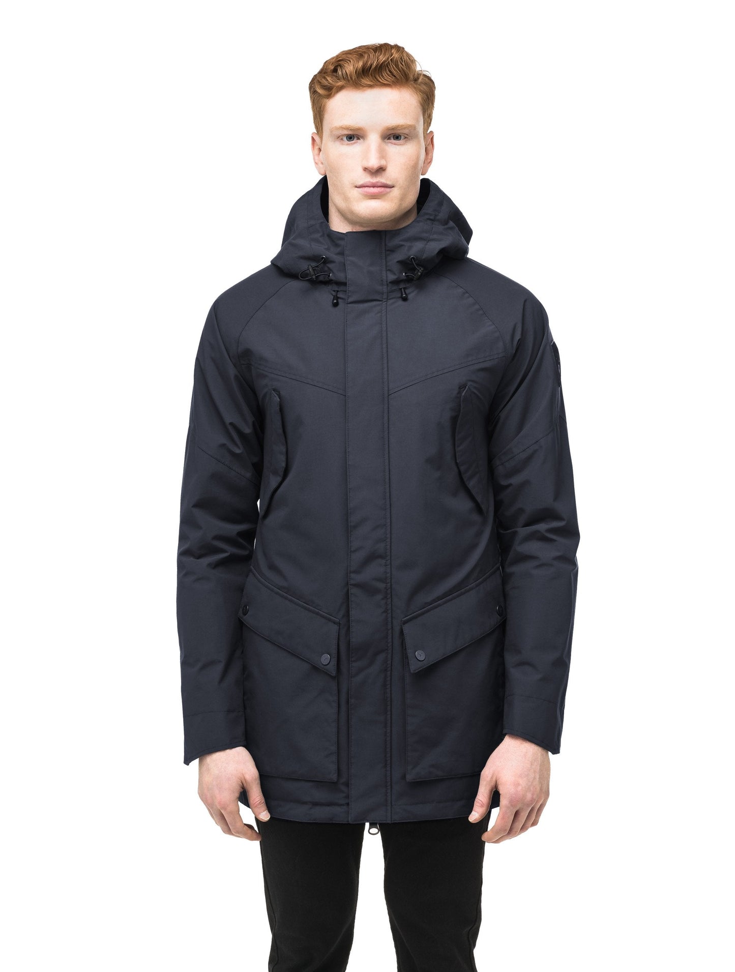 Men's hooded rain coat with hood in Navy