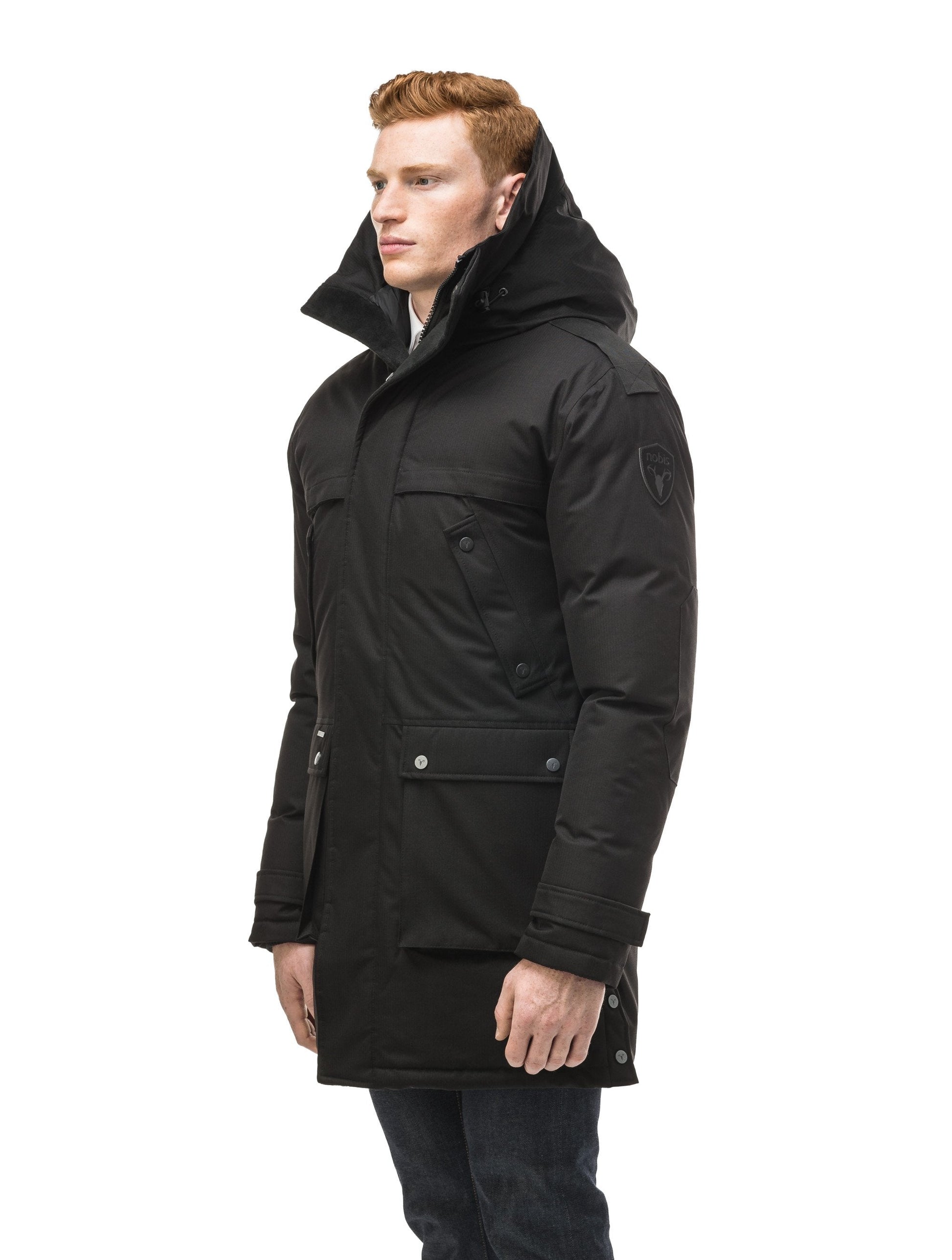 Men's Best Selling Parka the Yatesy is a down filled jacket with a zipper closure and magnetic placket in CH Black