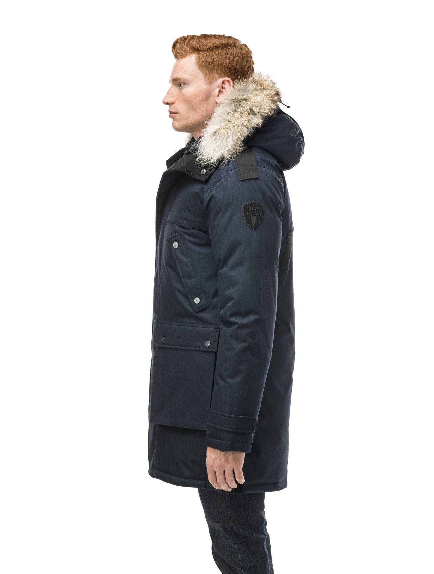 Men's Best Selling Parka the Yatesy is a down filled jacket with a zipper closure and magnetic placket in CH Navy