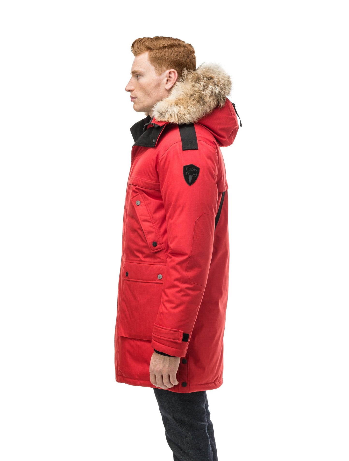 Men's Best Selling Parka the Yatesy is a down filled jacket with a zipper closure and magnetic placket in CH Red