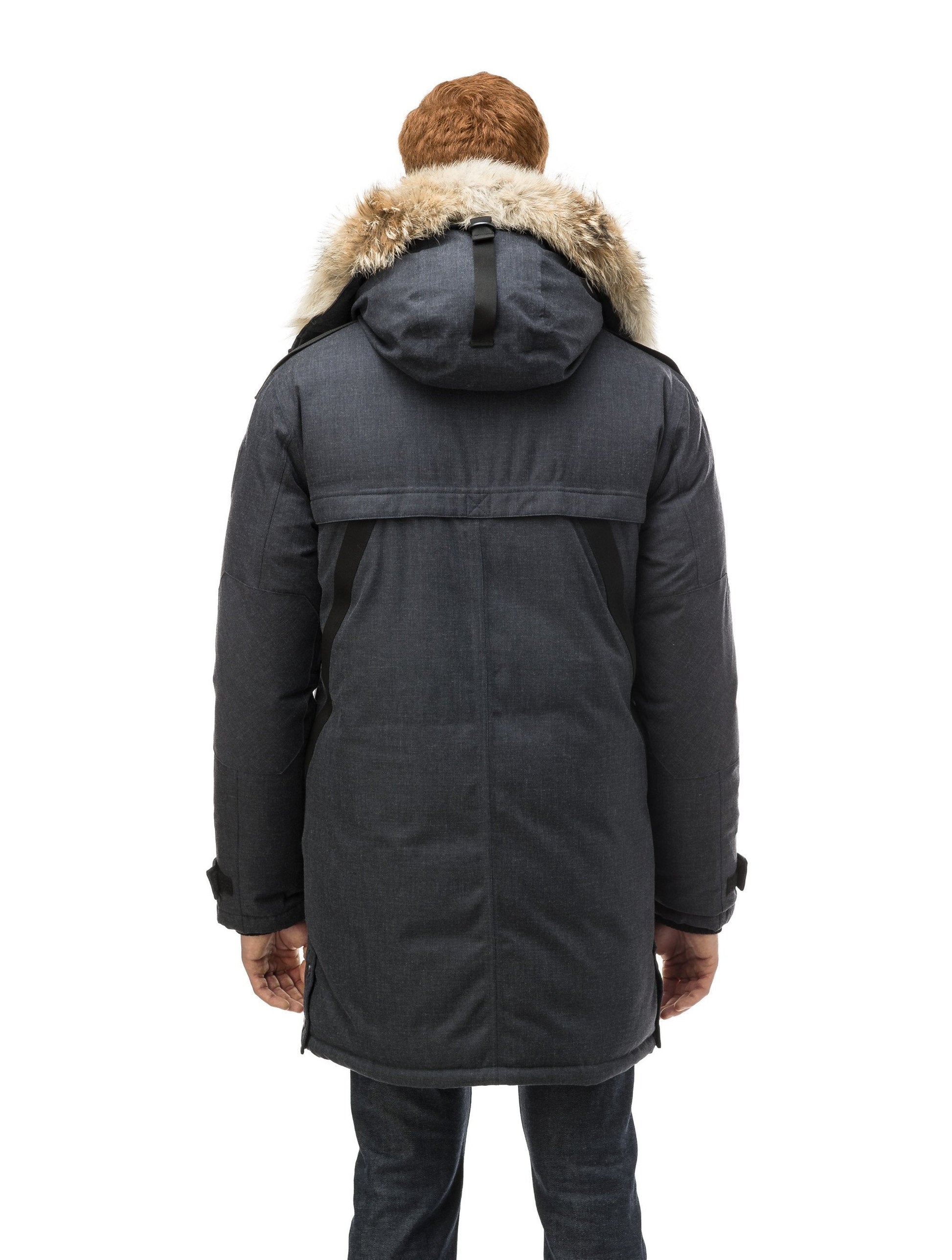 Men's Best Selling Parka the Yatesy is a down filled jacket with a zipper closure and magnetic placket in H. Navy