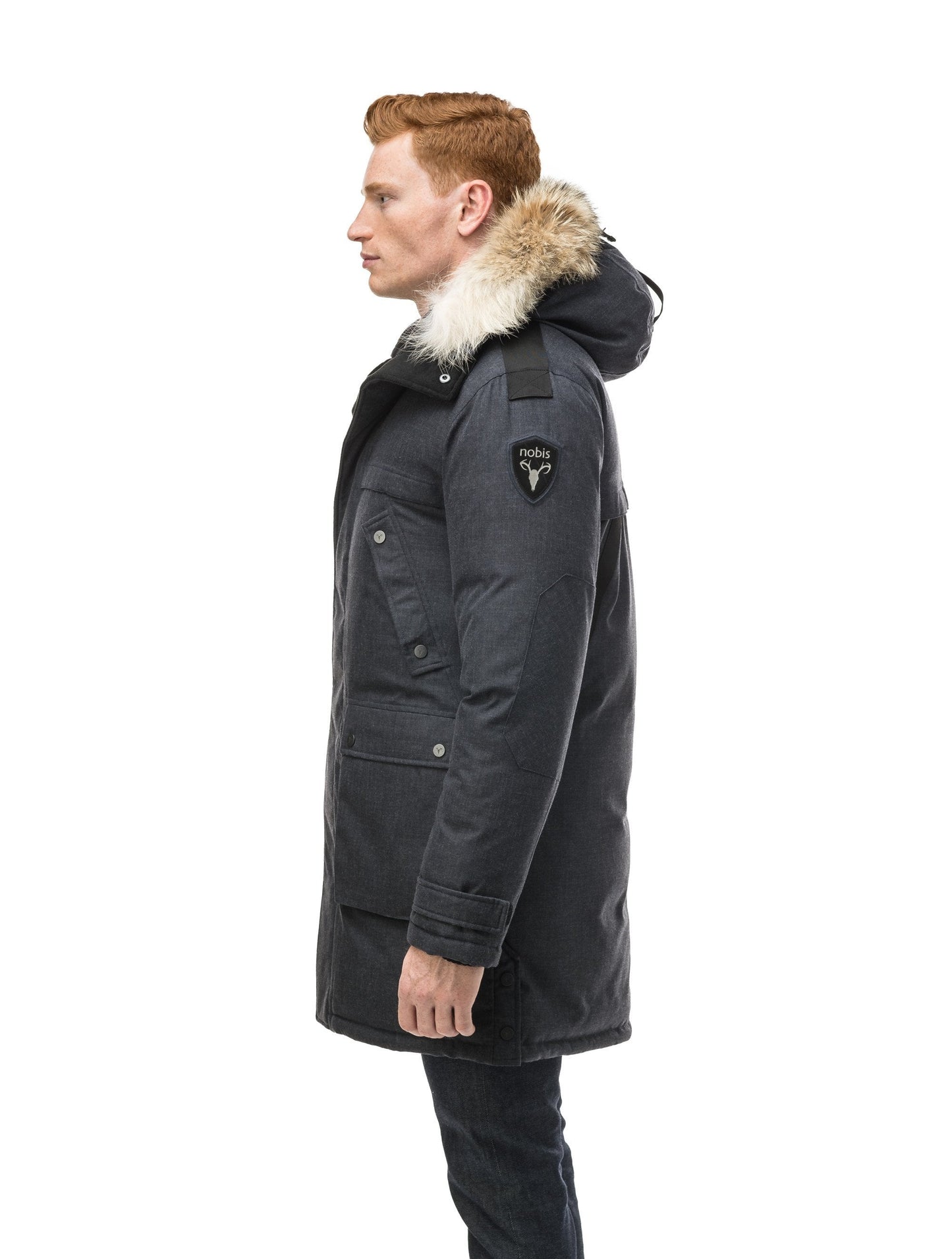 Men's Best Selling Parka the Yatesy is a down filled jacket with a zipper closure and magnetic placket in H. Navy