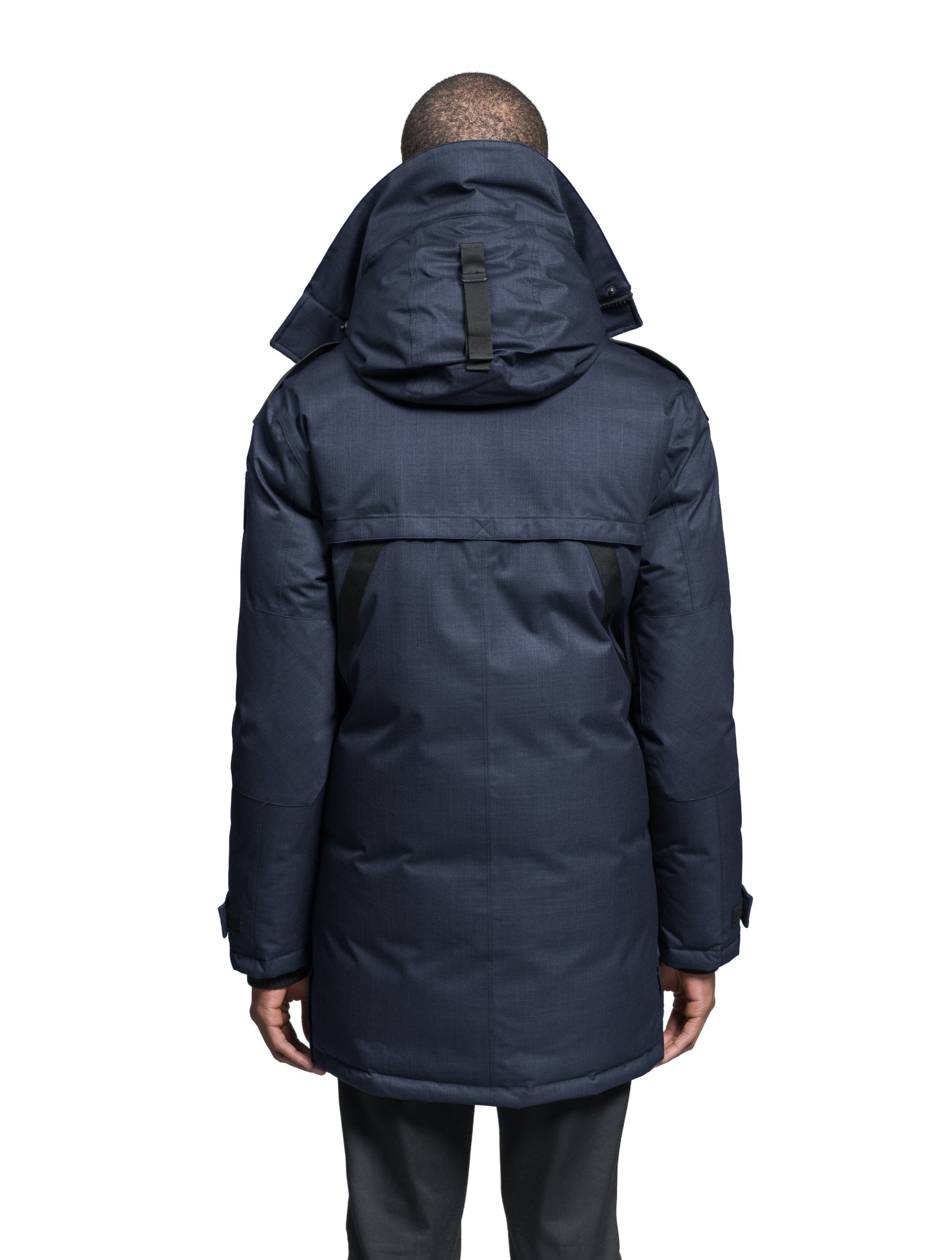 Men's Best Selling Parka the Yatesy is a down filled jacket with a zipper closure and magnetic placket in Navy