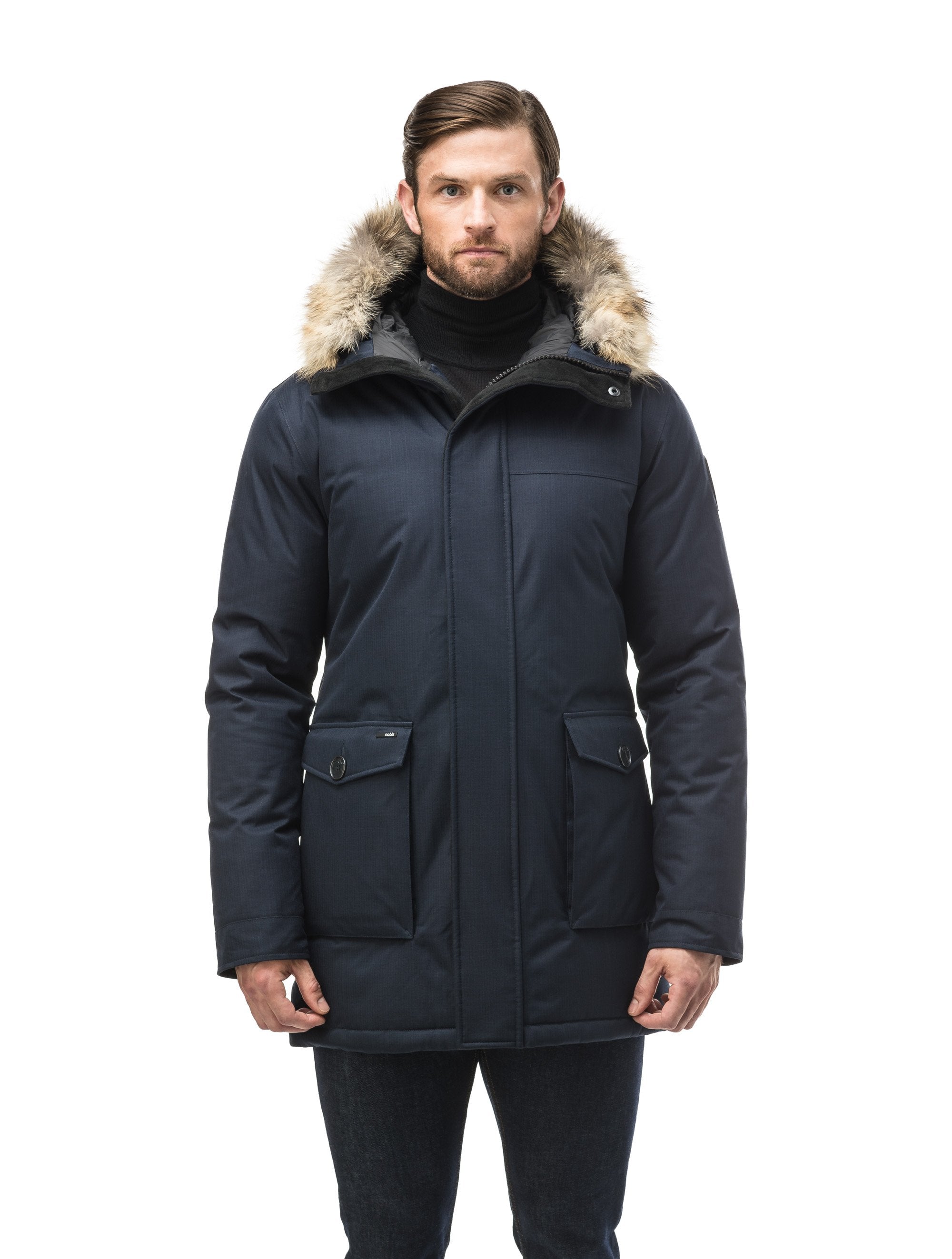 Mens parka with detachable hood best sale